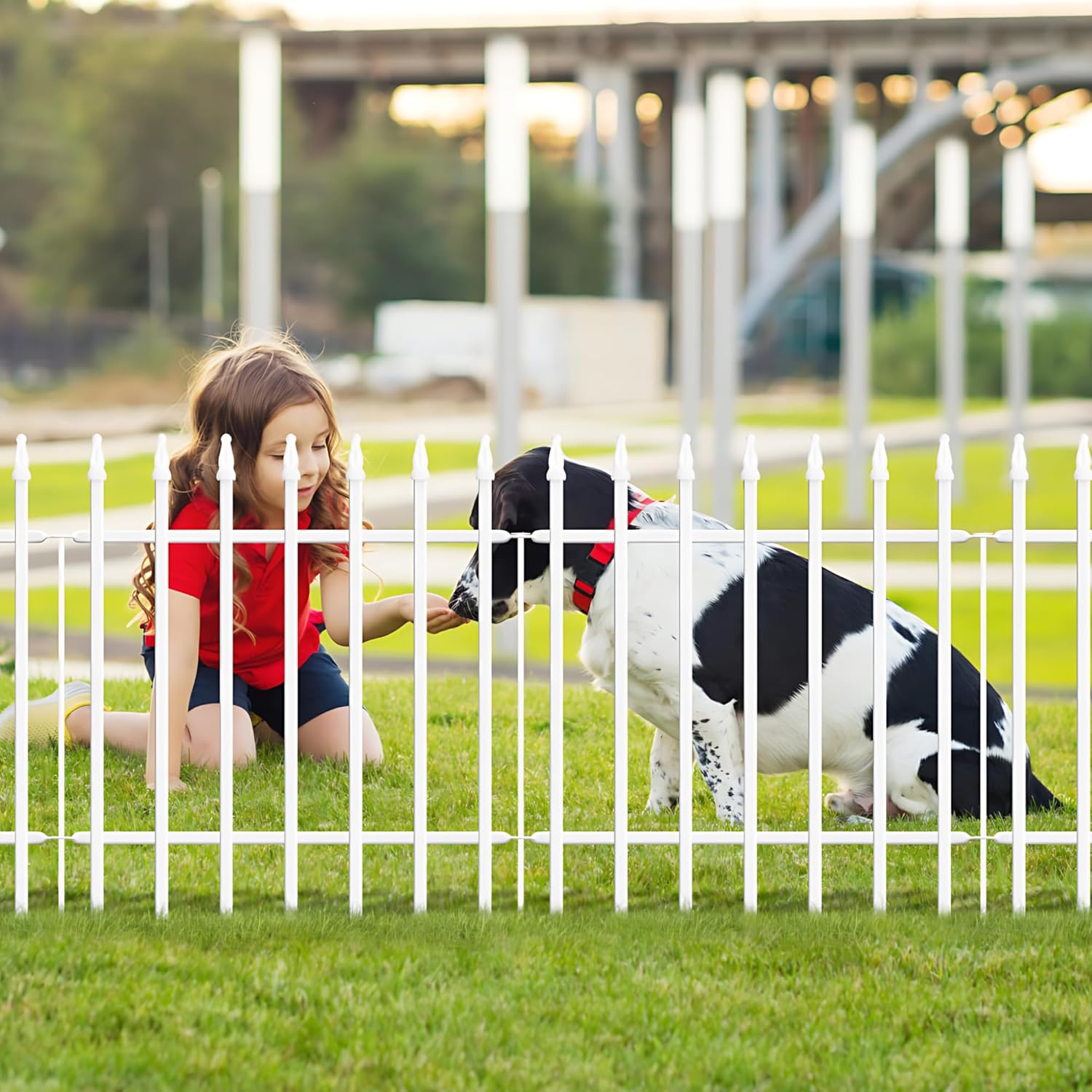Thumbnail 2 de Thealyn decorative metal garden fence panels (white) – 61 cm height, 5-piece set