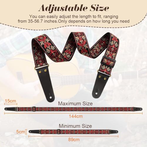 Thumbnail 1 de Aucuu Tracolla per Chitarra: cinghia in cotone regolabile con estremità in pelle e accessori inclusi