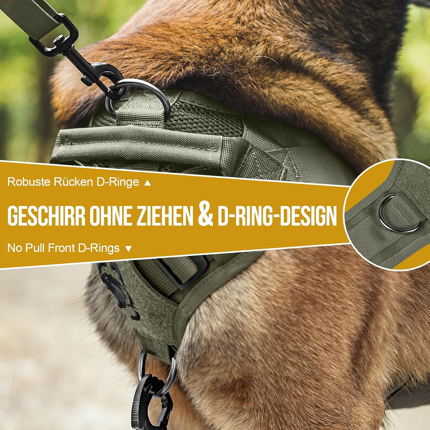 Detalle de OneTigris Hundegeschirr Mittelgroße Hunde – Air Mesh Anti‑Pull Tactical Geschirr mit 2 Griffe (Größe M)