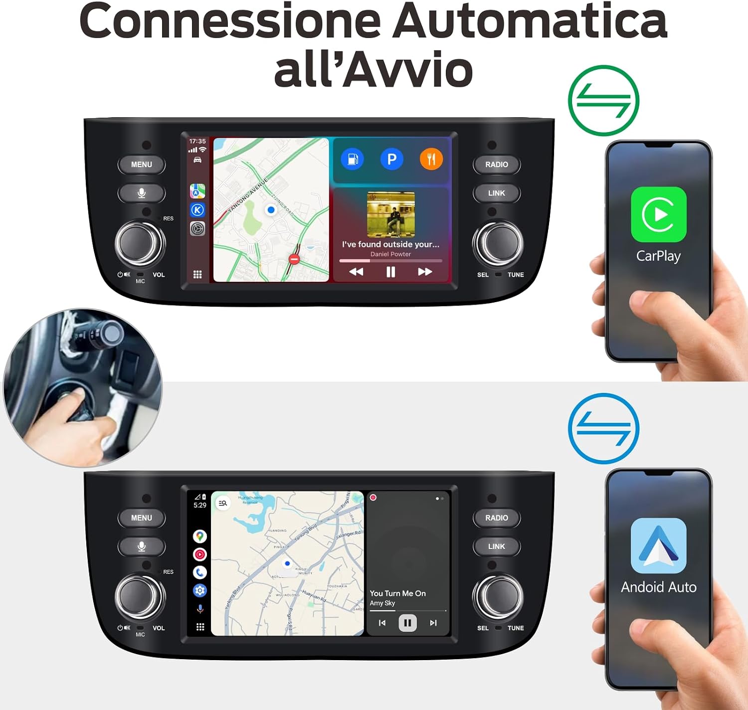 Thumbnail 2 de Autoradio Linux Avvio Lampo Compatibile Fiat Punto 2010-2016 / Linea 2012-2015 con CarPlay/Android Auto Wireless