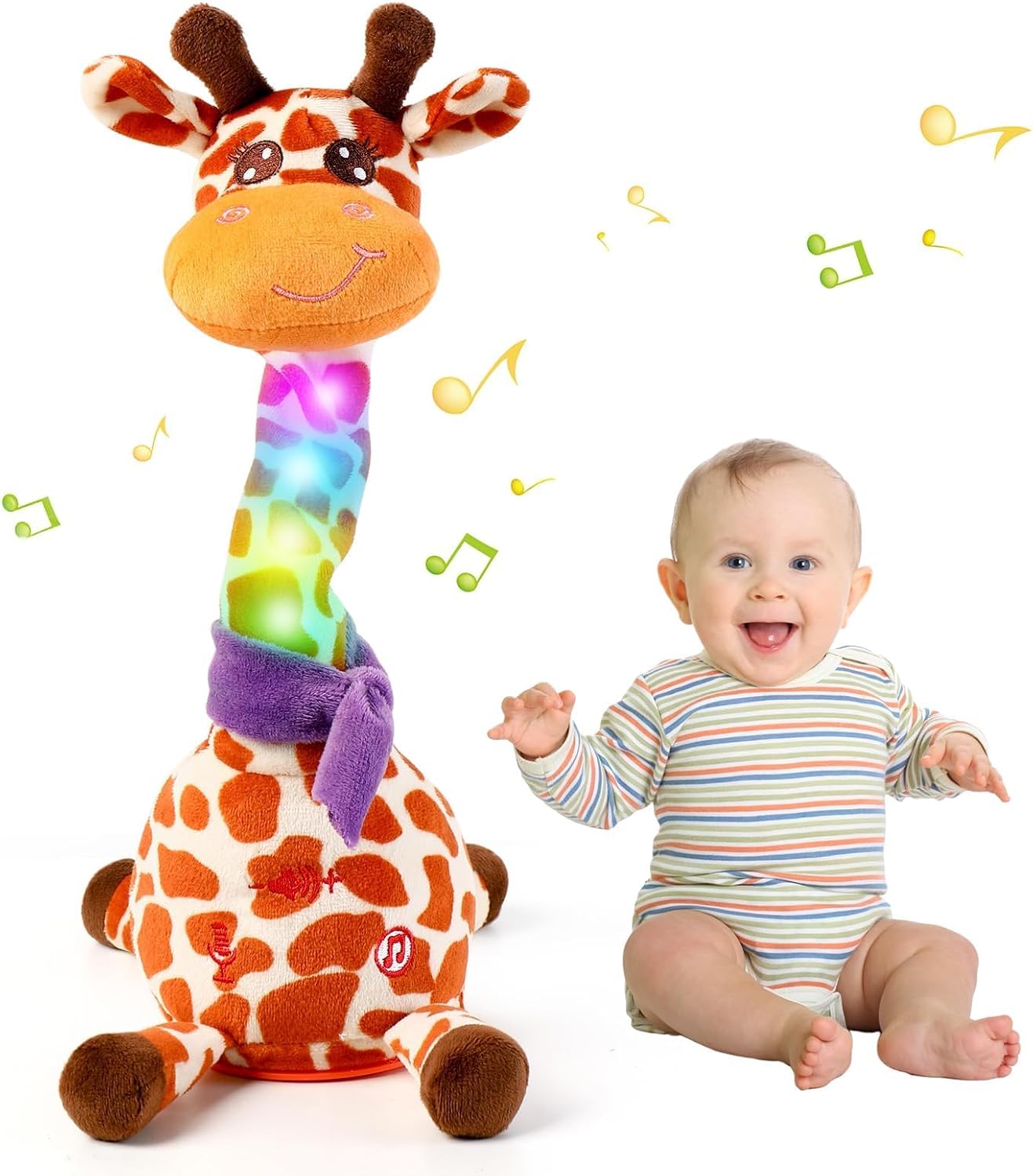 Detalle de Edencomer Singing Dancing Giraffe Toy (Spotted) with Volume Control & Voice Recording