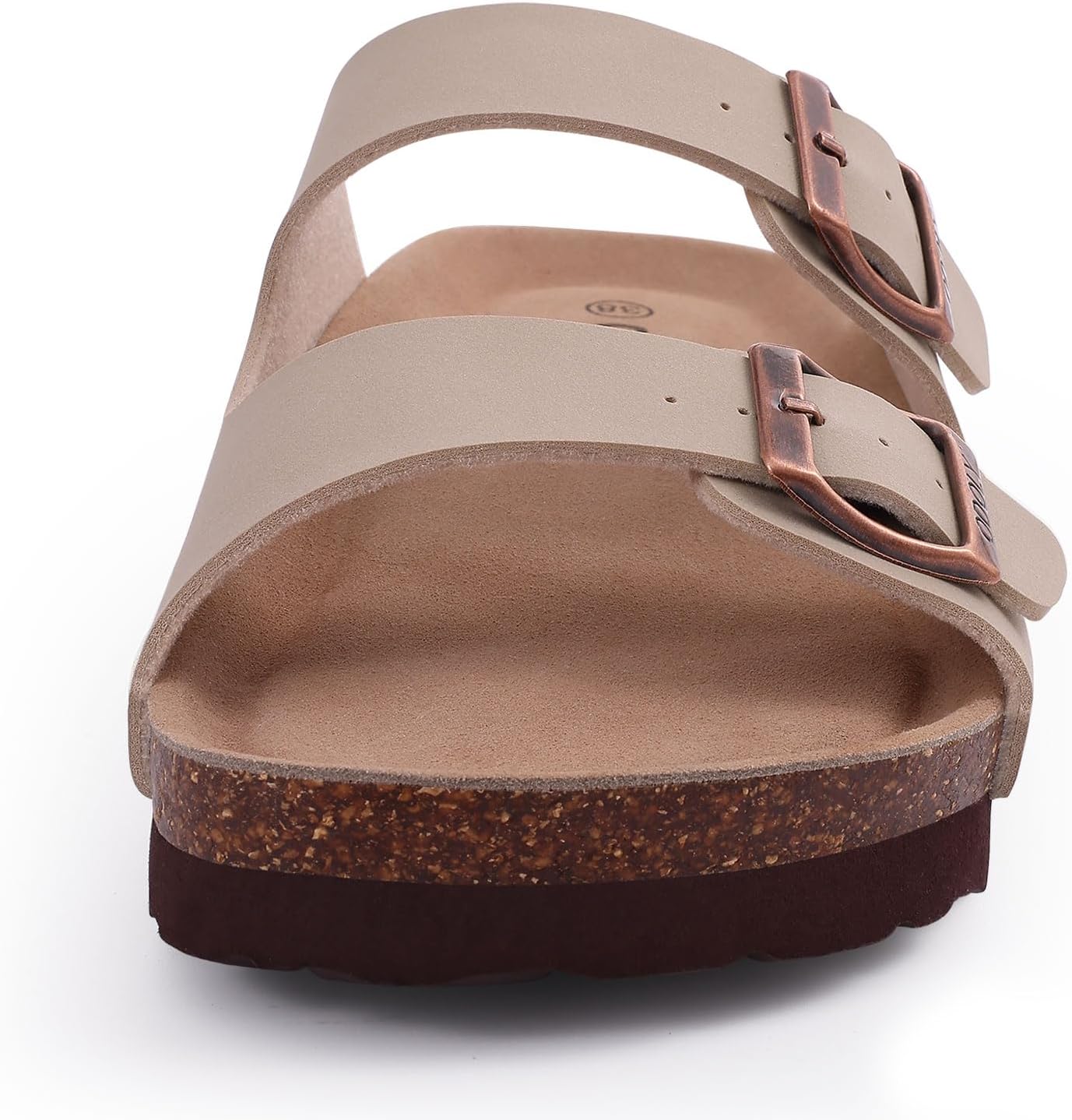 Detalle 2 de Comwarm Damen Kork Fußbett Pantoletten Sandalen – Bequemer Sommerkomfort mit verstellbarer Schnalle
