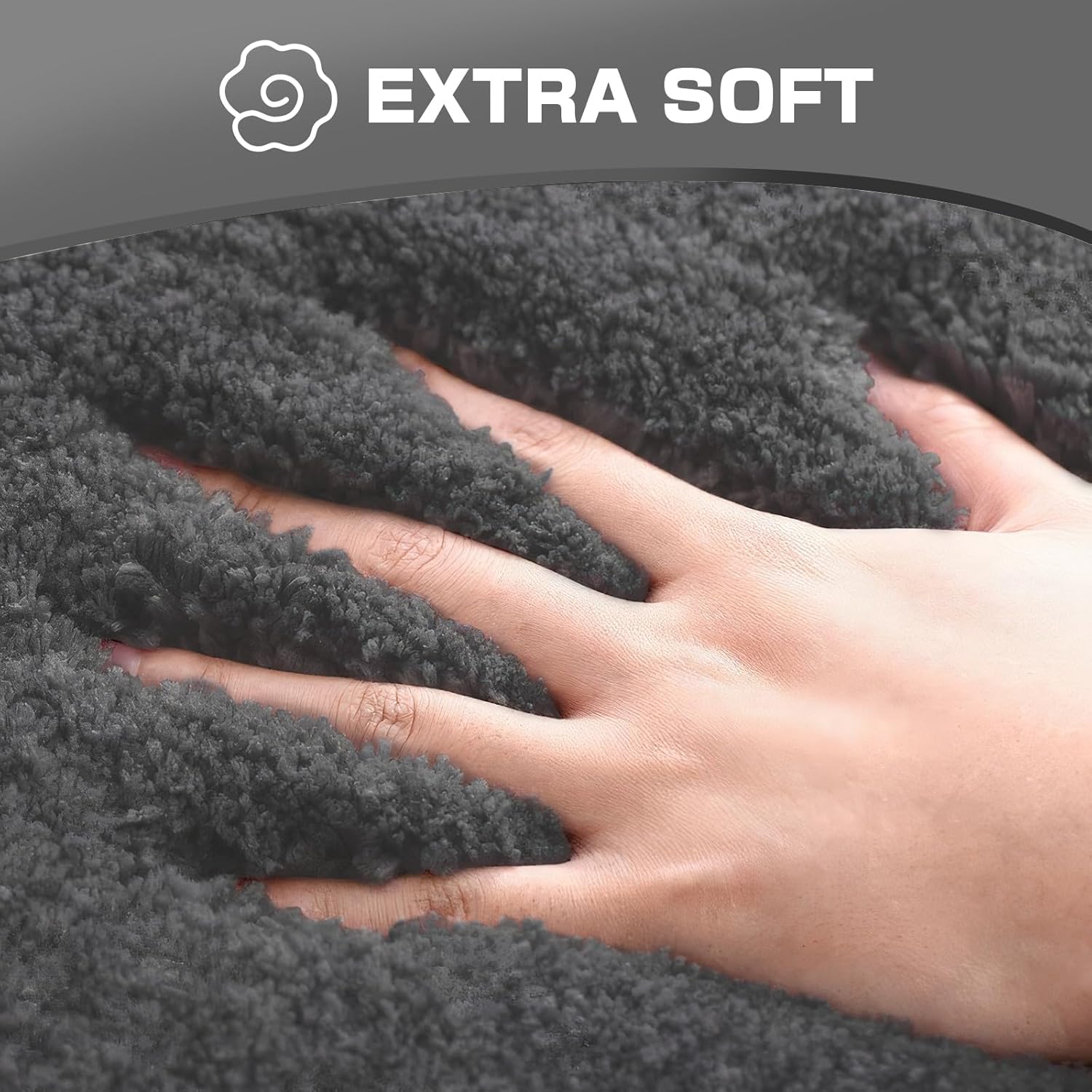 Thumbnail 2 de wyewye Mikrofaser-Badematte, Türmatte 60x120 cm Dunkelgrau – 2 cm Dicke