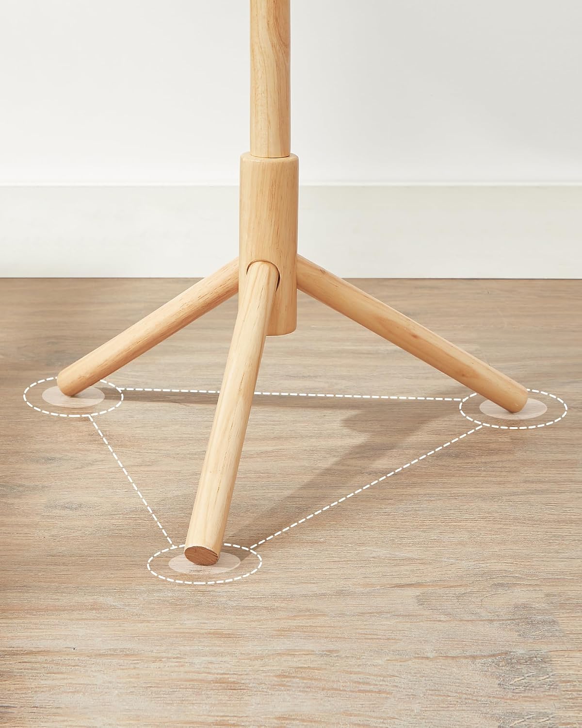 Detalle 2 de VASAGLE RCR004N01 Solid Wood Coat Stand, 8 Hooks, 3 Height Settings