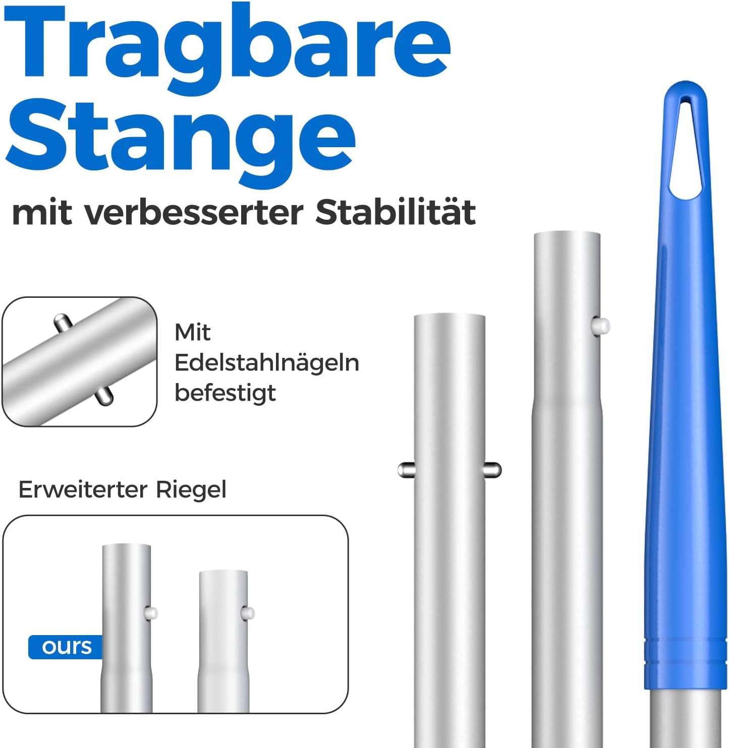 Detalle 2 de Mowend 145 cm Skimmer Pool Kescher – Feinmaschiges Netz mit verstellbarer Stange (1,14 m Gesamt)