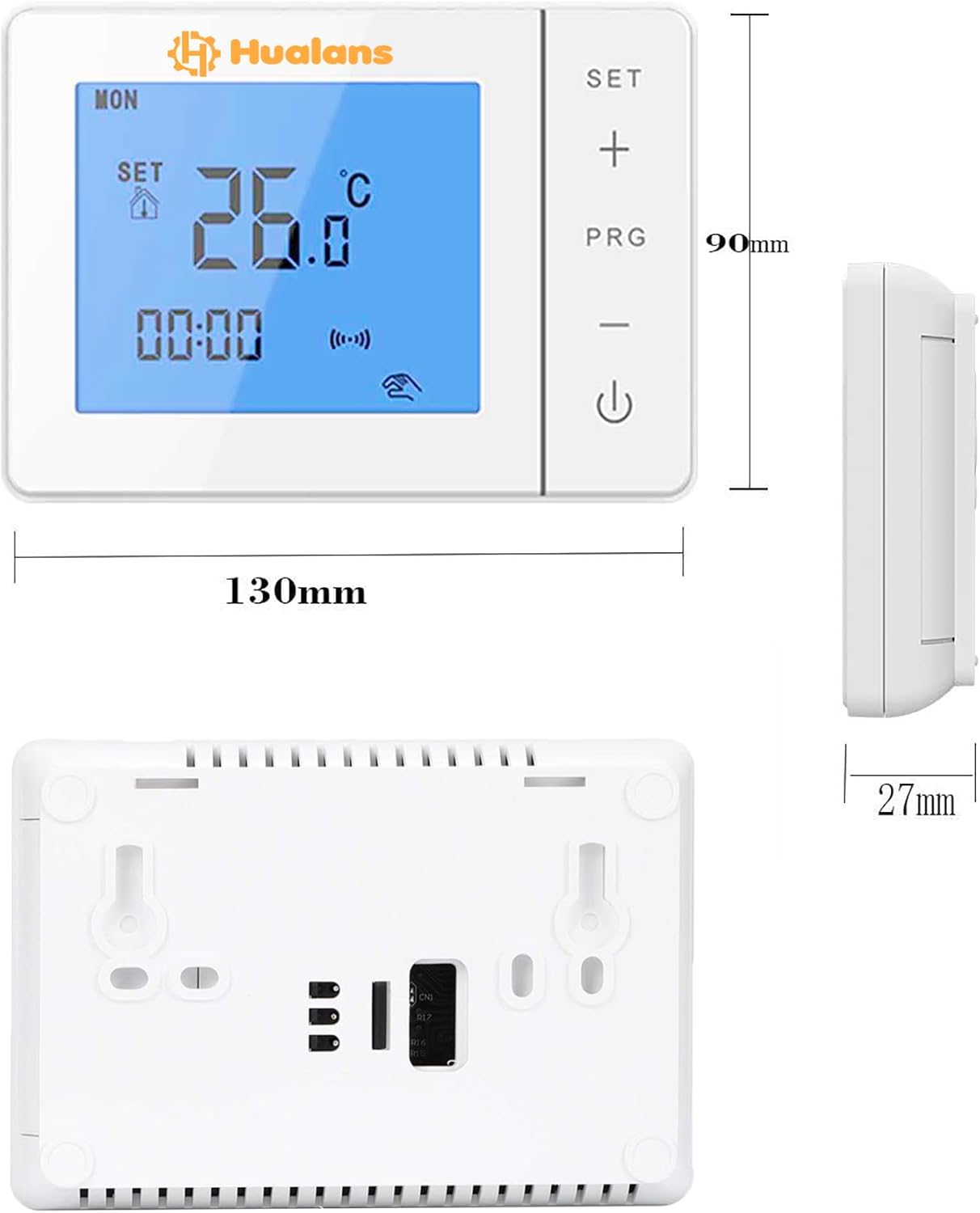 Detalle 2 de Termostato digitale da parete per caldaia a gas, 2 fili
