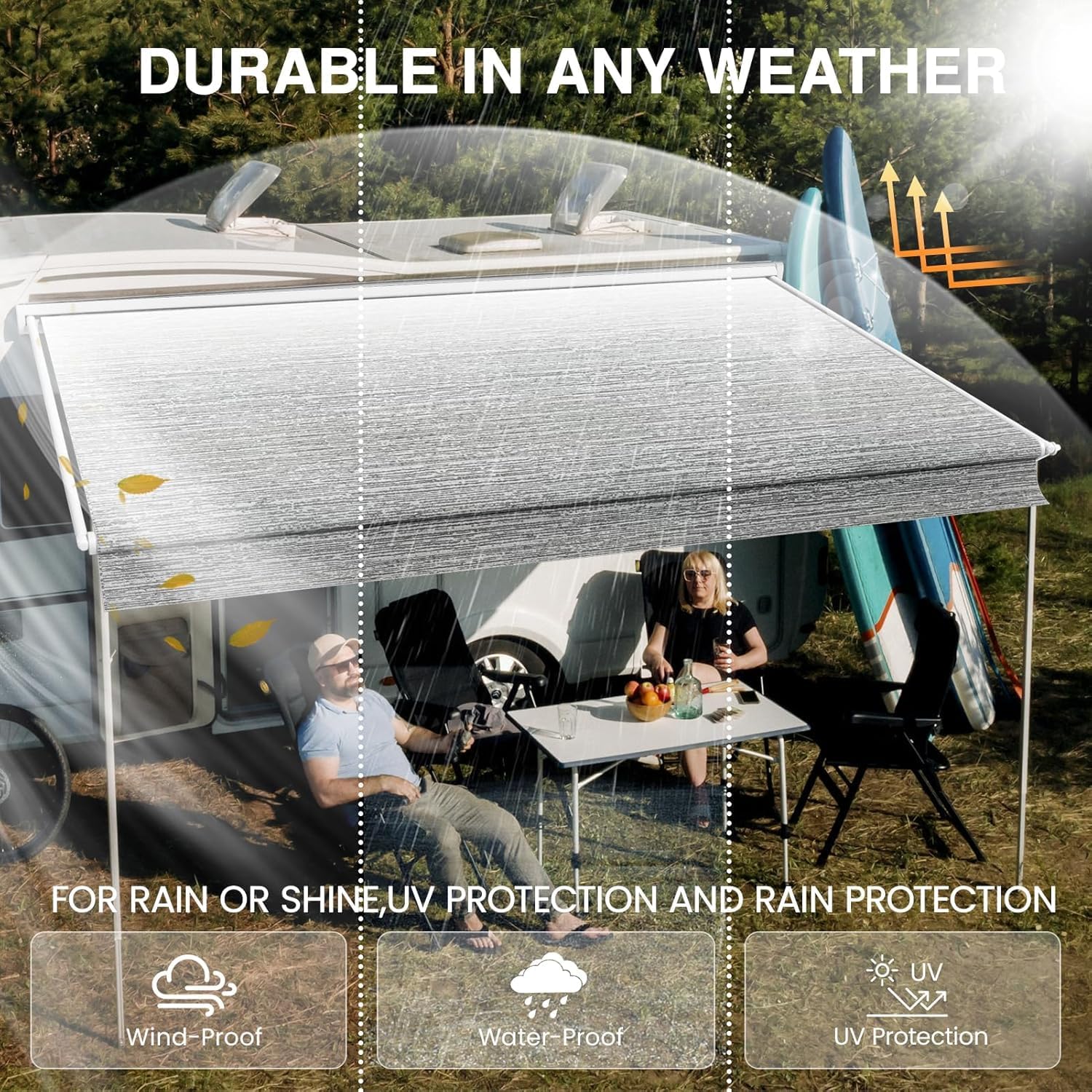 Thumbnail 2 de Glamful RV Awning Fabric Replacement 19.5oz Heavy-Duty Vinyl, 19FT (Fabric 18'2")