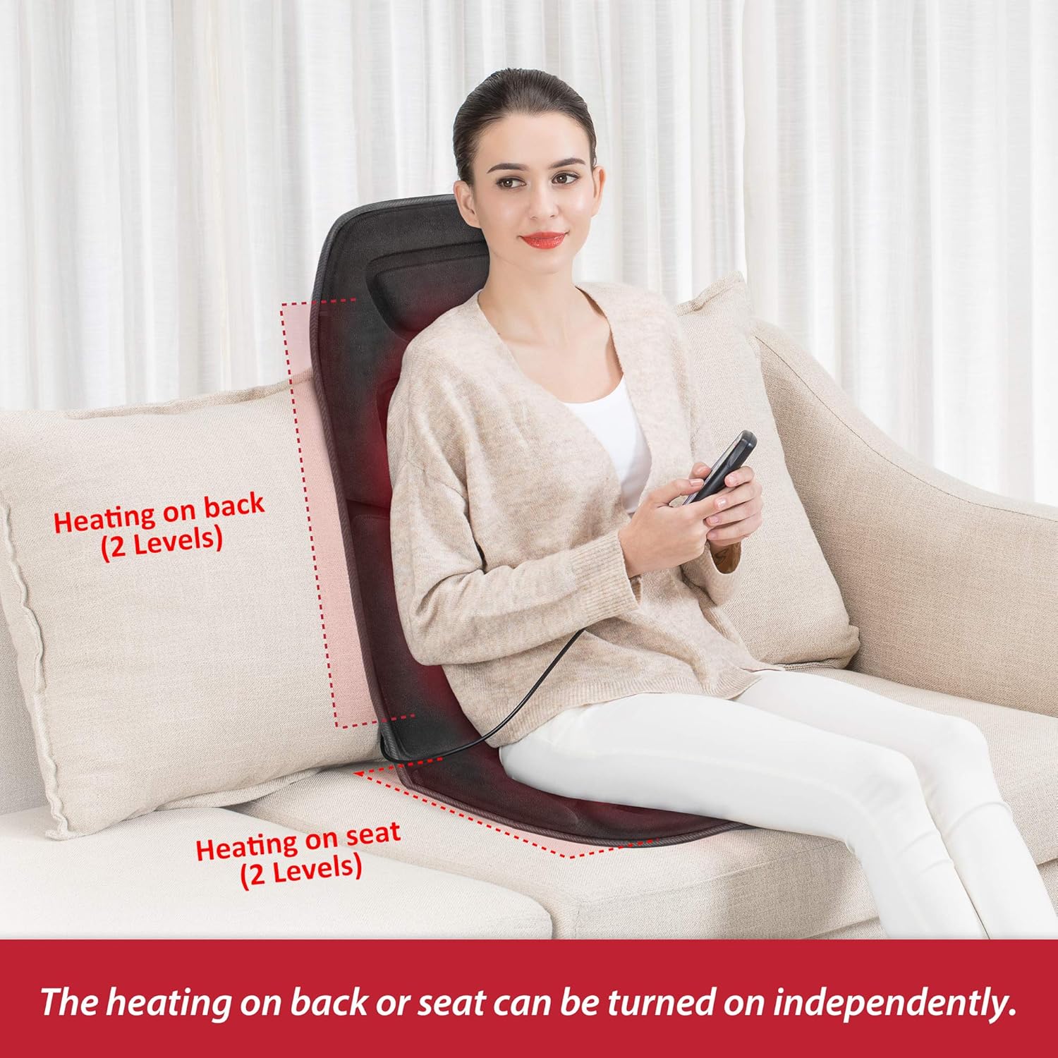 Thumbnail 5 de Comfier Back Massager with Heat Chair Pad – 10 vibration motors with warming function
