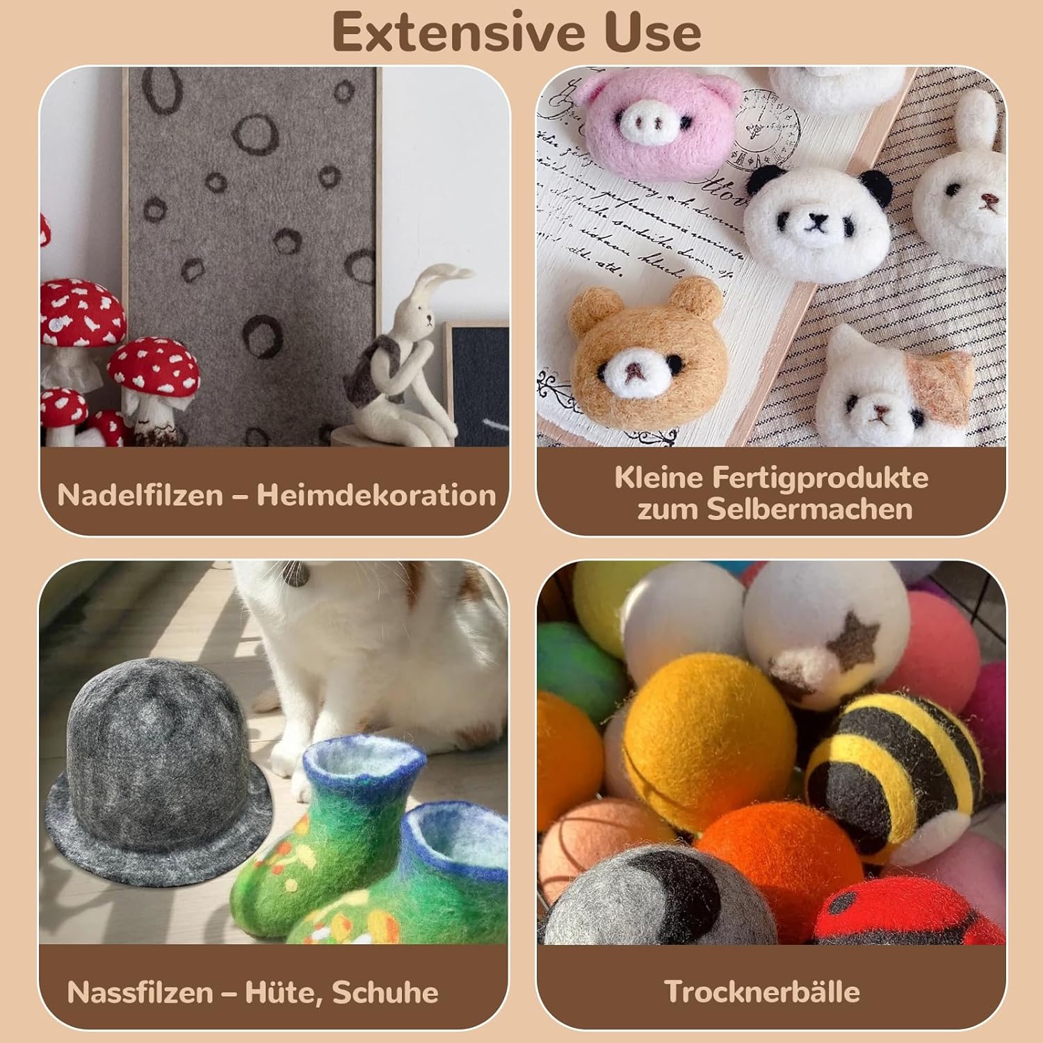 Thumbnail 2 de Reovin Nadelfilzset in 24 Farben – Komplettes Set zum Nadelfilzen mit Aufbewahrungstasche