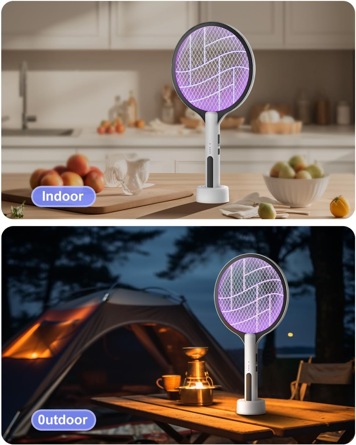 Thumbnail 6 de DEEZEE 2-Pack Electric Fly Swatter 4500V Bug Zapper Racket: 2-in-1, Rechargeable, Indoor/Outdoor