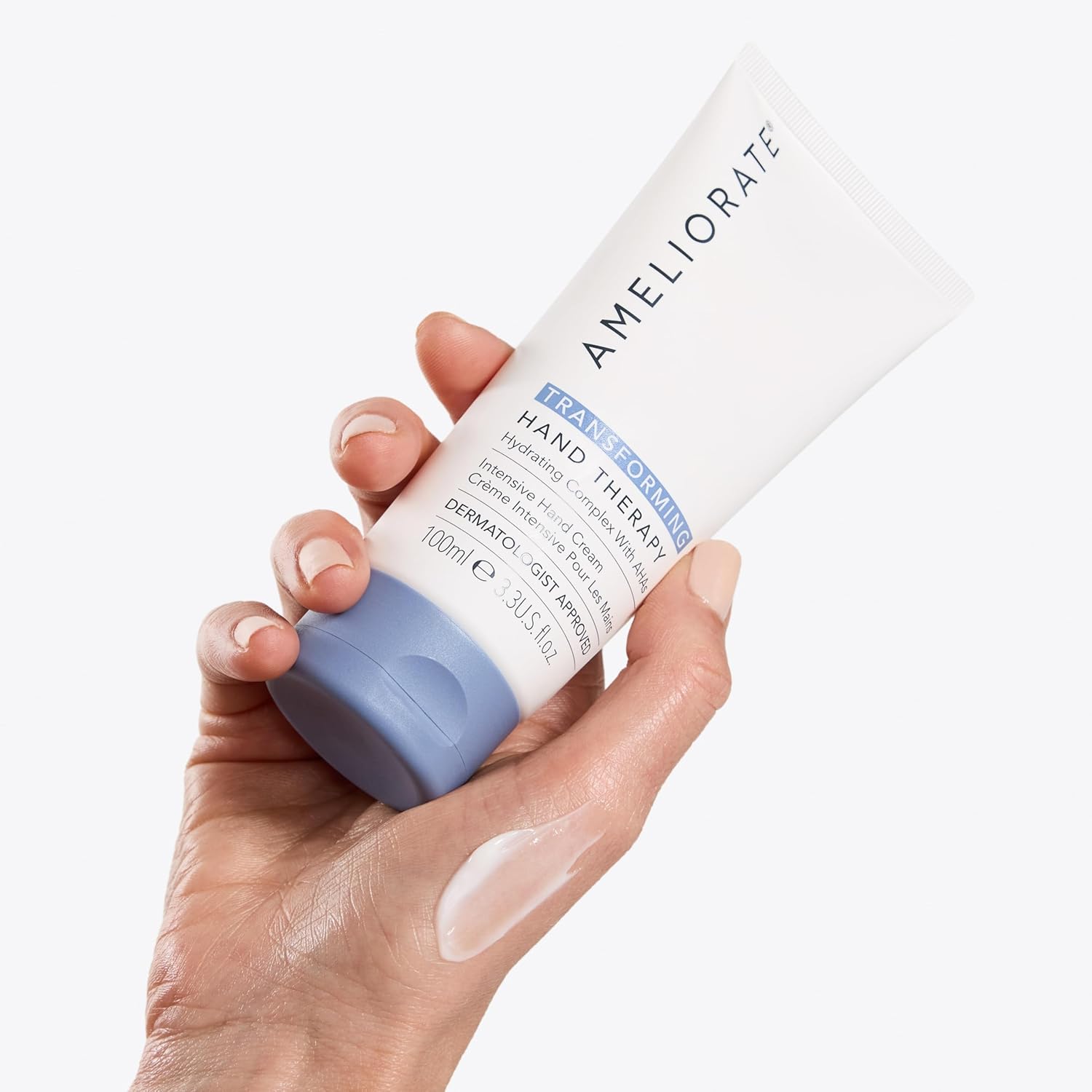 Detalle 2 de AMELIORATE Transforming Hand Therapy 100 ml – exfolierende Handcreme mit Milchsäure (AHA) & Sheabutter für trockene, rissige Hände