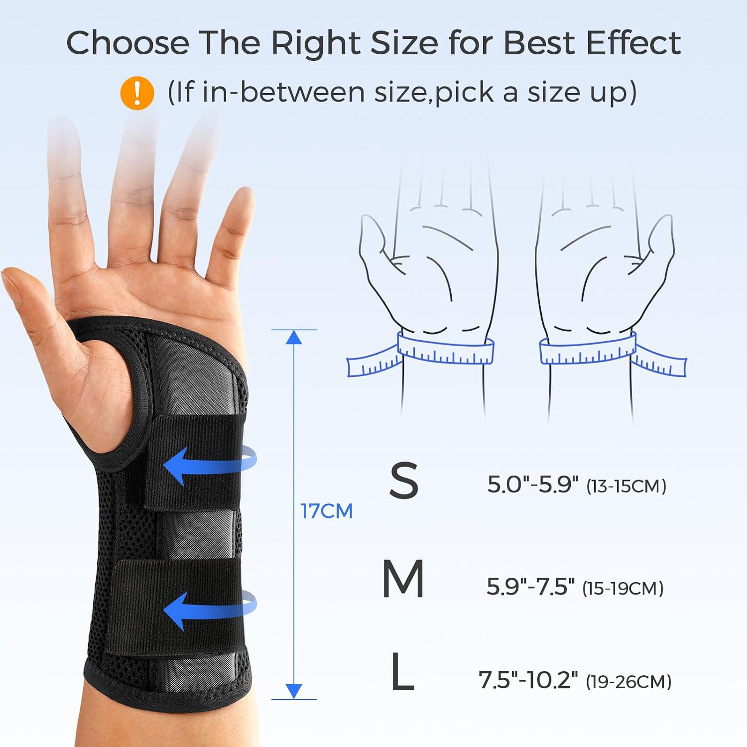 Detalle de FREETOO Wrist Brace for Carpal Tunnel – Medium, Left Hand, Anatomical S‑Shape Support