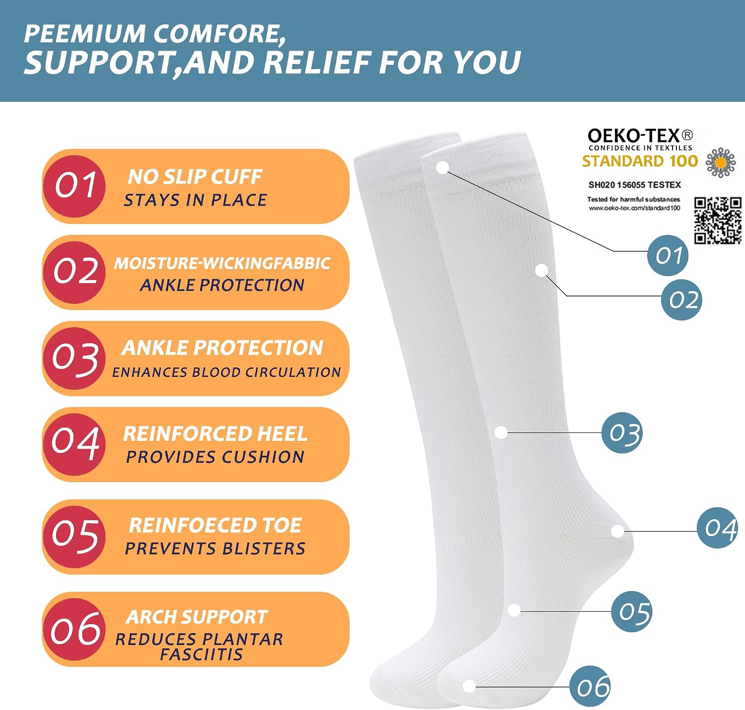 Detalle de fenglaoda Compression Socks, 97% Polyester