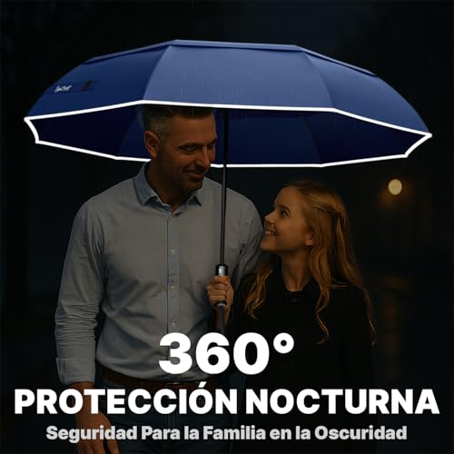Thumbnail 4 de Royal Walk Paraguas de viaje plegable resistente al viento con mango de madera auténtica