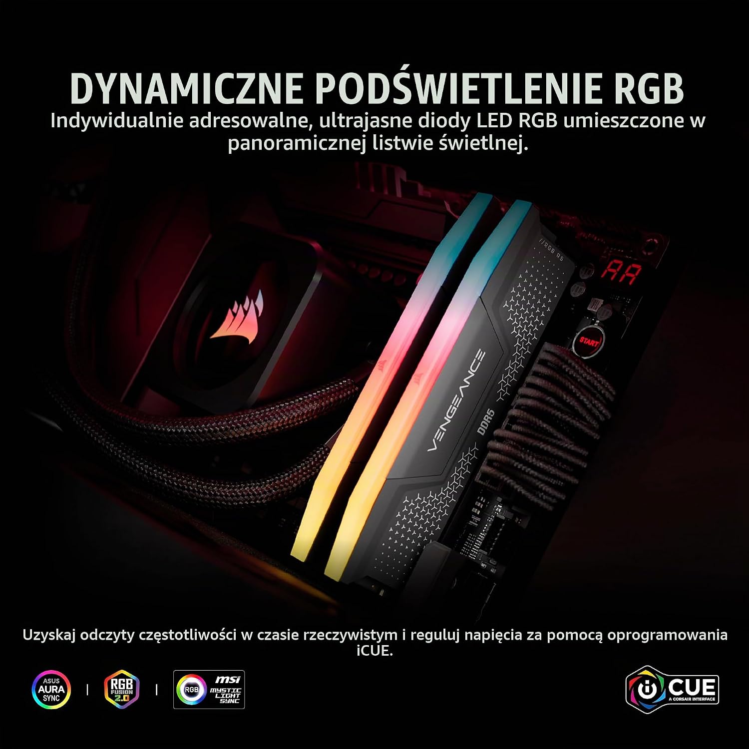 Detalle 2 de Corsair VENGEANCE RGB RS CMG32GX5M2D6000Z38 DDR5 32 GB, 6000 MHz, CL38