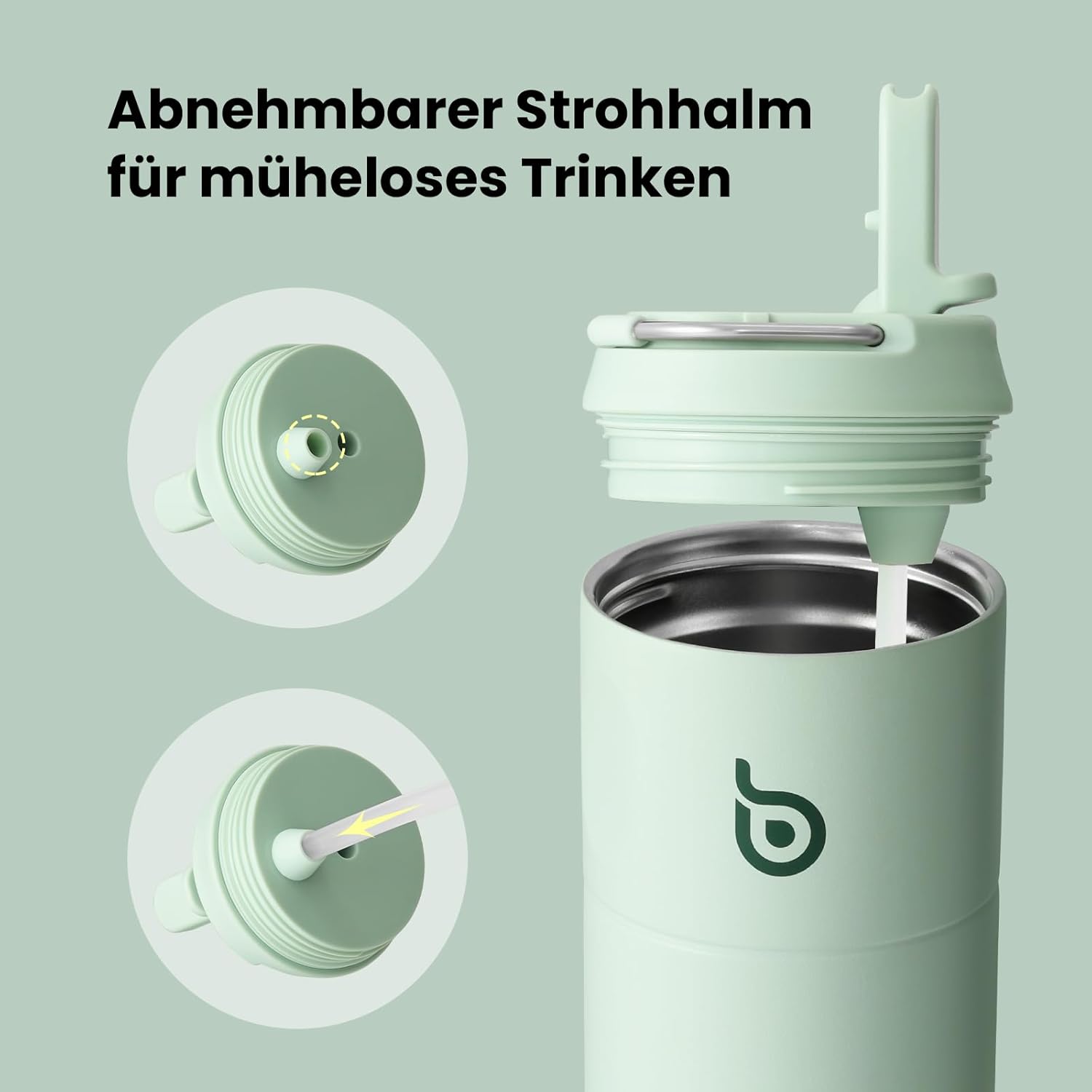 Thumbnail 3 de Bottle Bottle Edelstahl Trinkflasche mit Strohhalm 500 ml – BPA-frei, auslaufsicher