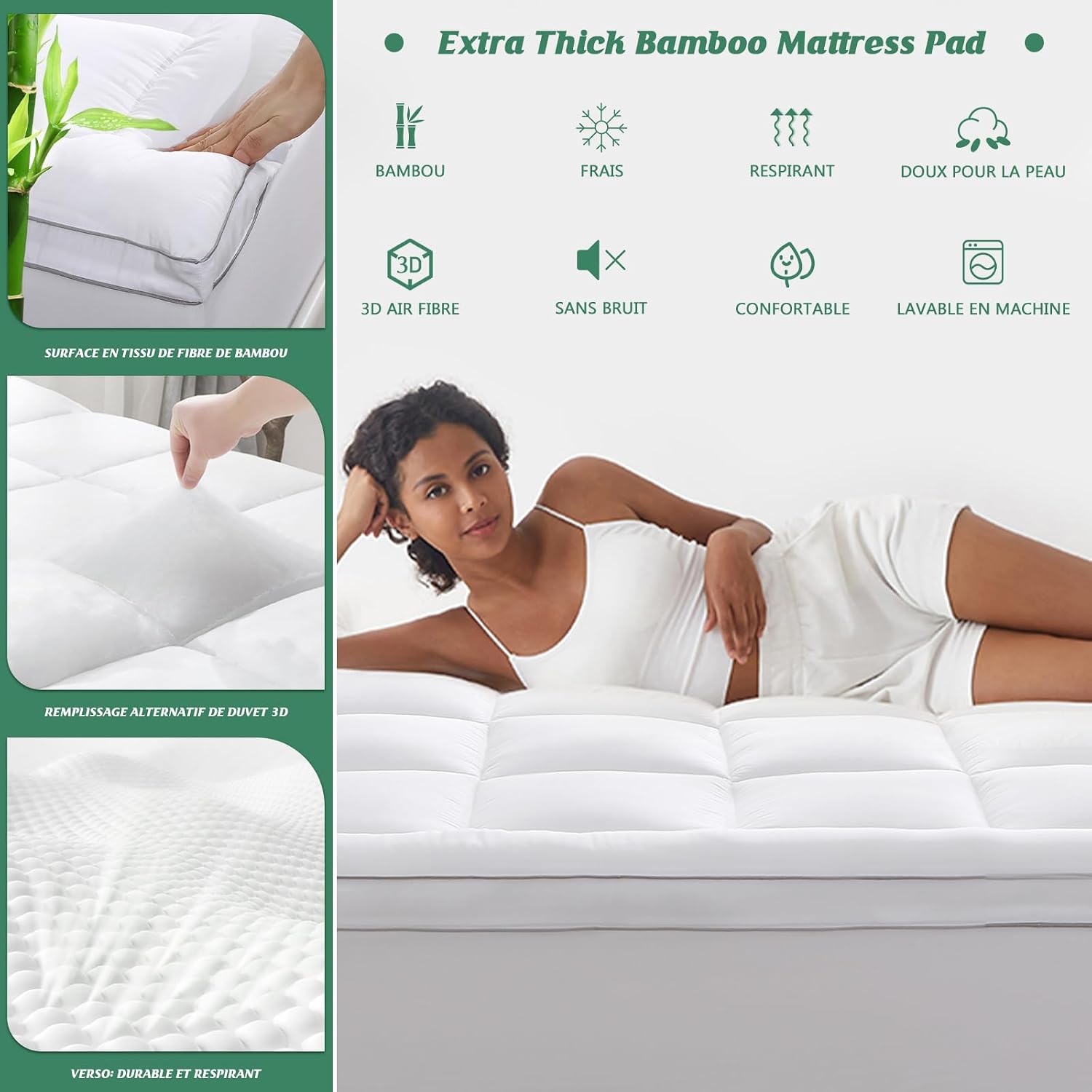 Thumbnail 1 de GRT Surmatelas 140x190 cm Épaisseur 6 cm