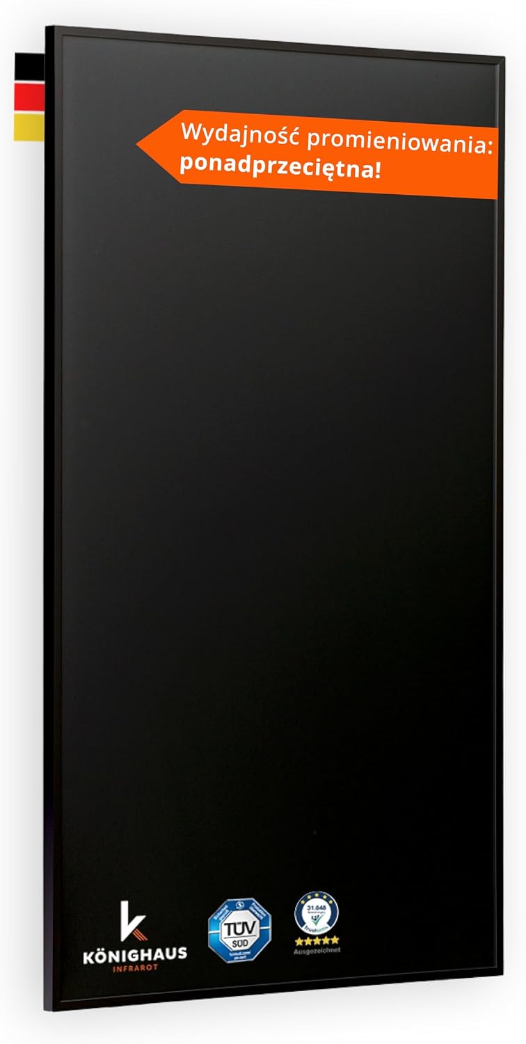 Detalle de Könighaus P-Serie Black Edition – grzejnik na podczerwień 300 W, czarny