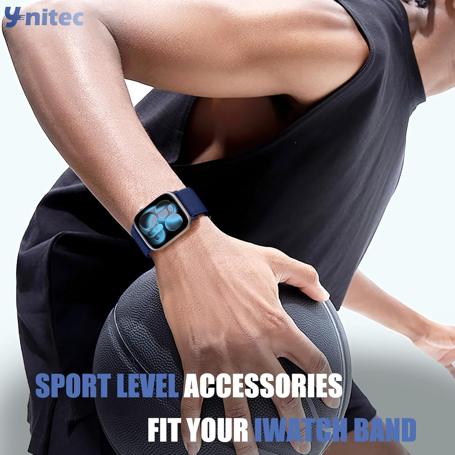 Detalle 2 de Ynitec Stretchy Straps for Apple Watch — Breathable Elastic Nylon Loop, 44–49mm, For All Series