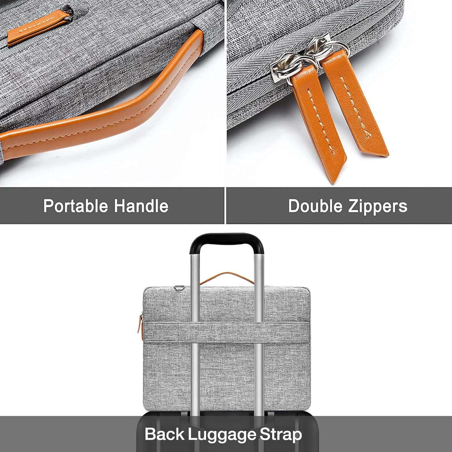 Thumbnail 6 de MOSISO 360 Schütz Laptoptasche 16 Zoll (15–15,6 Zoll) Umhängetasche mit 4 Reißverschlusstaschen – grau