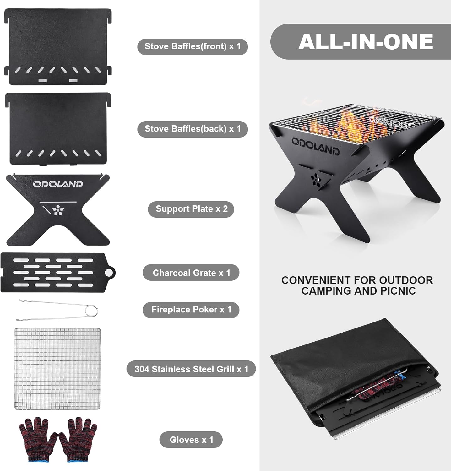 Thumbnail 1 de Odoland Camping Fire Pit 33cm collapsible