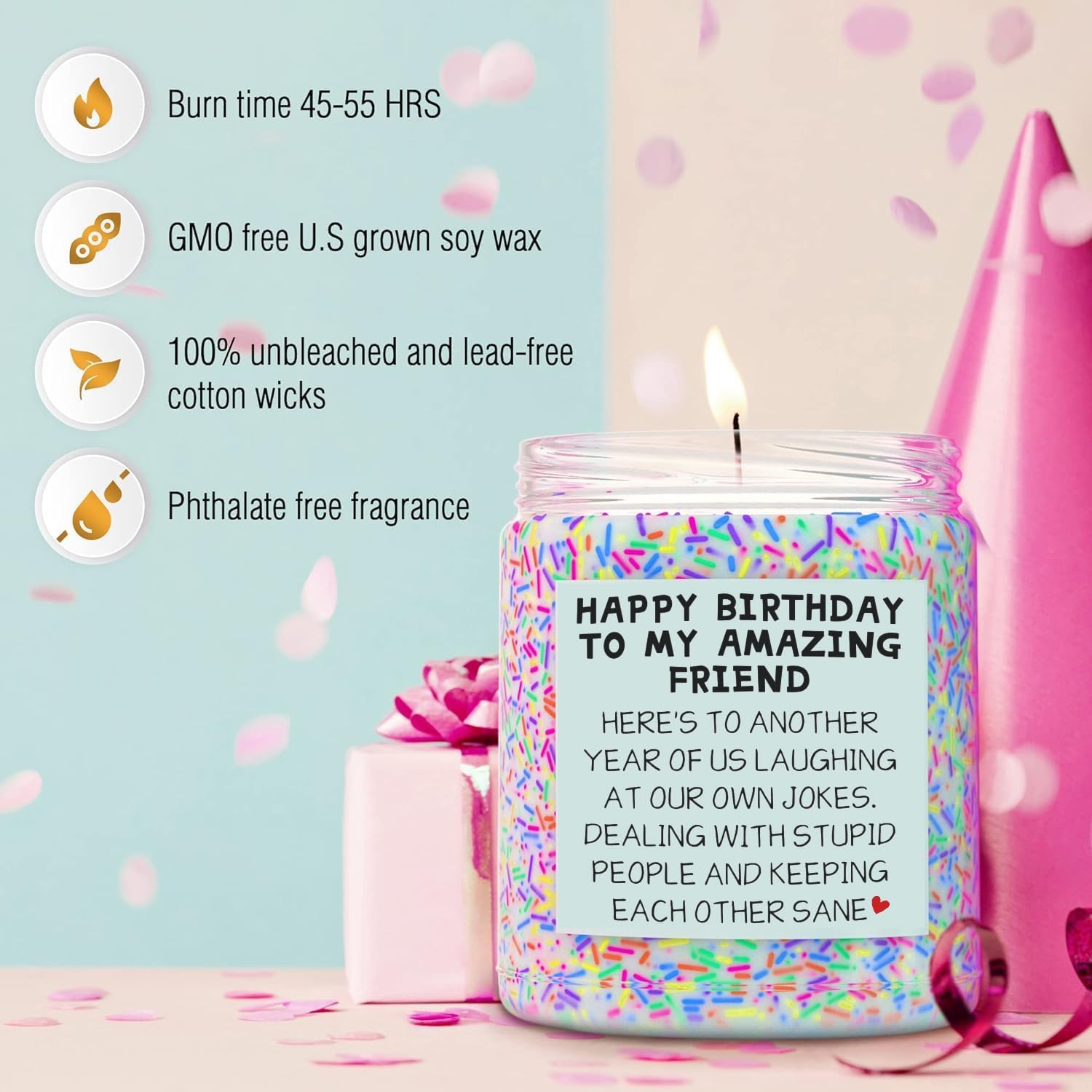 Thumbnail 1 de Birthday Gifts for Women Friend Bestie: Lavender Birthday Cake Scented 9oz Candle