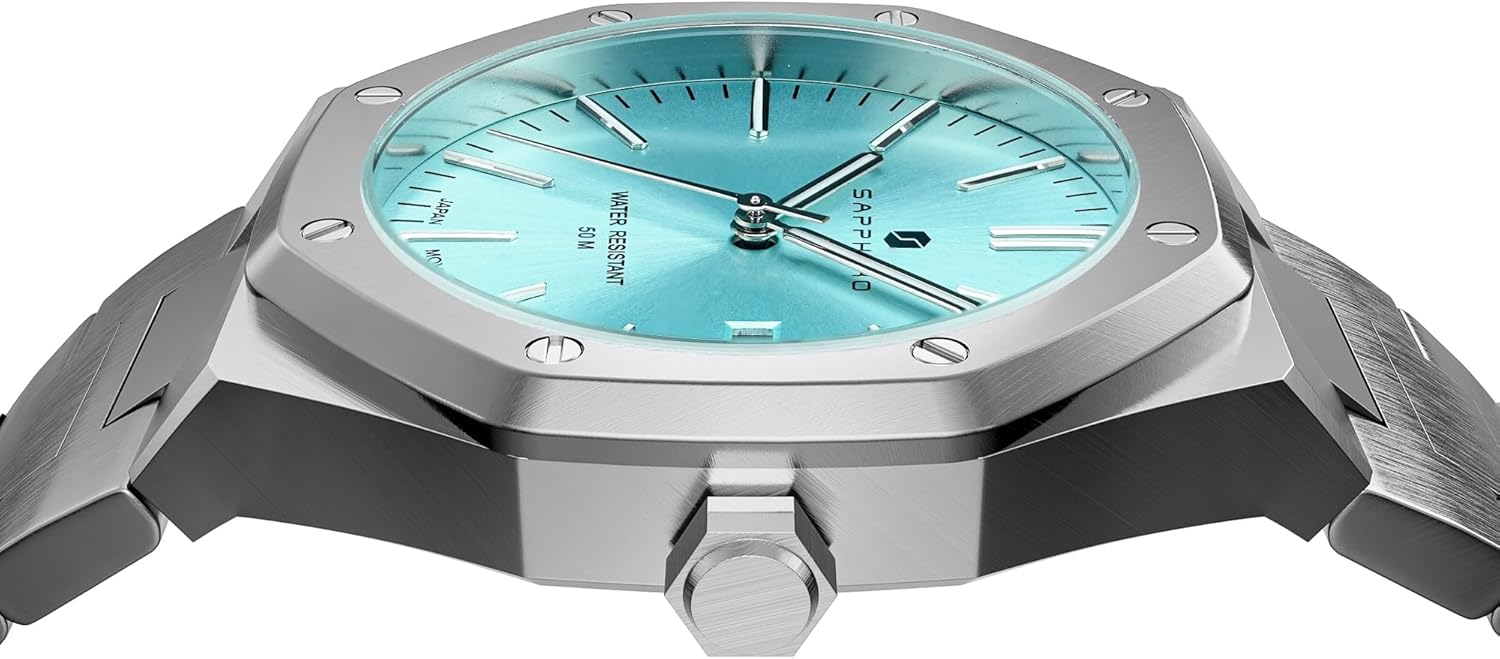 Detalle 2 de SAPPHERO Herrenuhr SO-2110 – Edelstahl, Quarzwerk, 42 mm Gehäuse, 3 ATM Wasserdicht