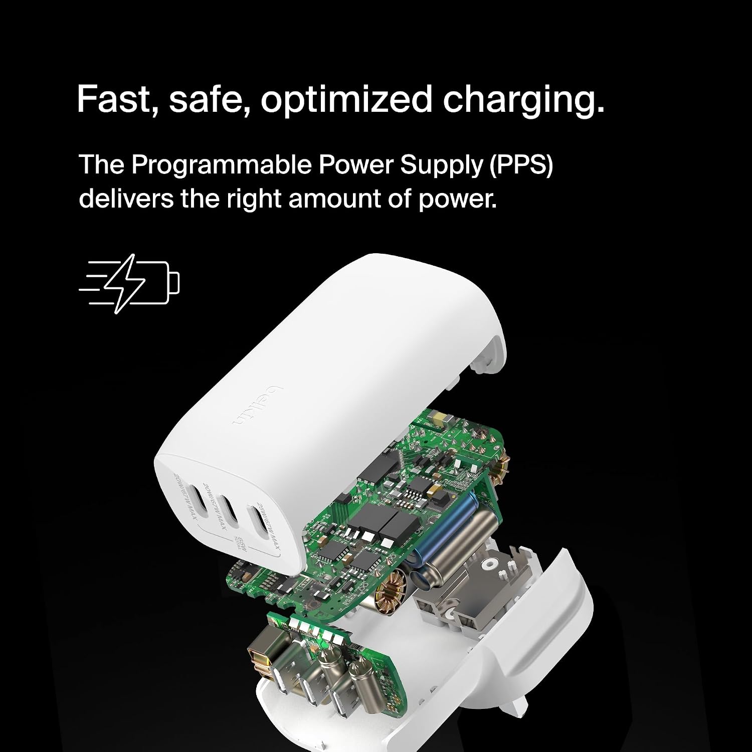 Detalle 2 de Belkin BoostCharge 3‑Port USB‑C 67W Wall Charger