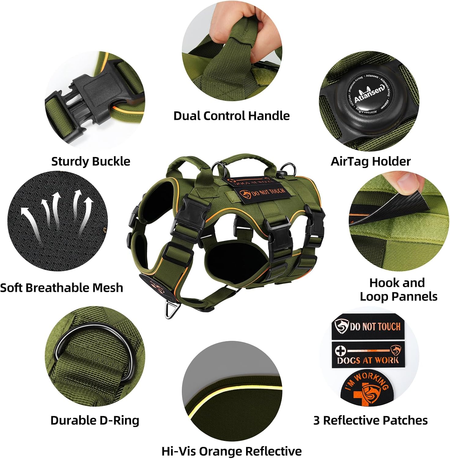 Detalle de Reflective Tactical Dog Harness, Size M