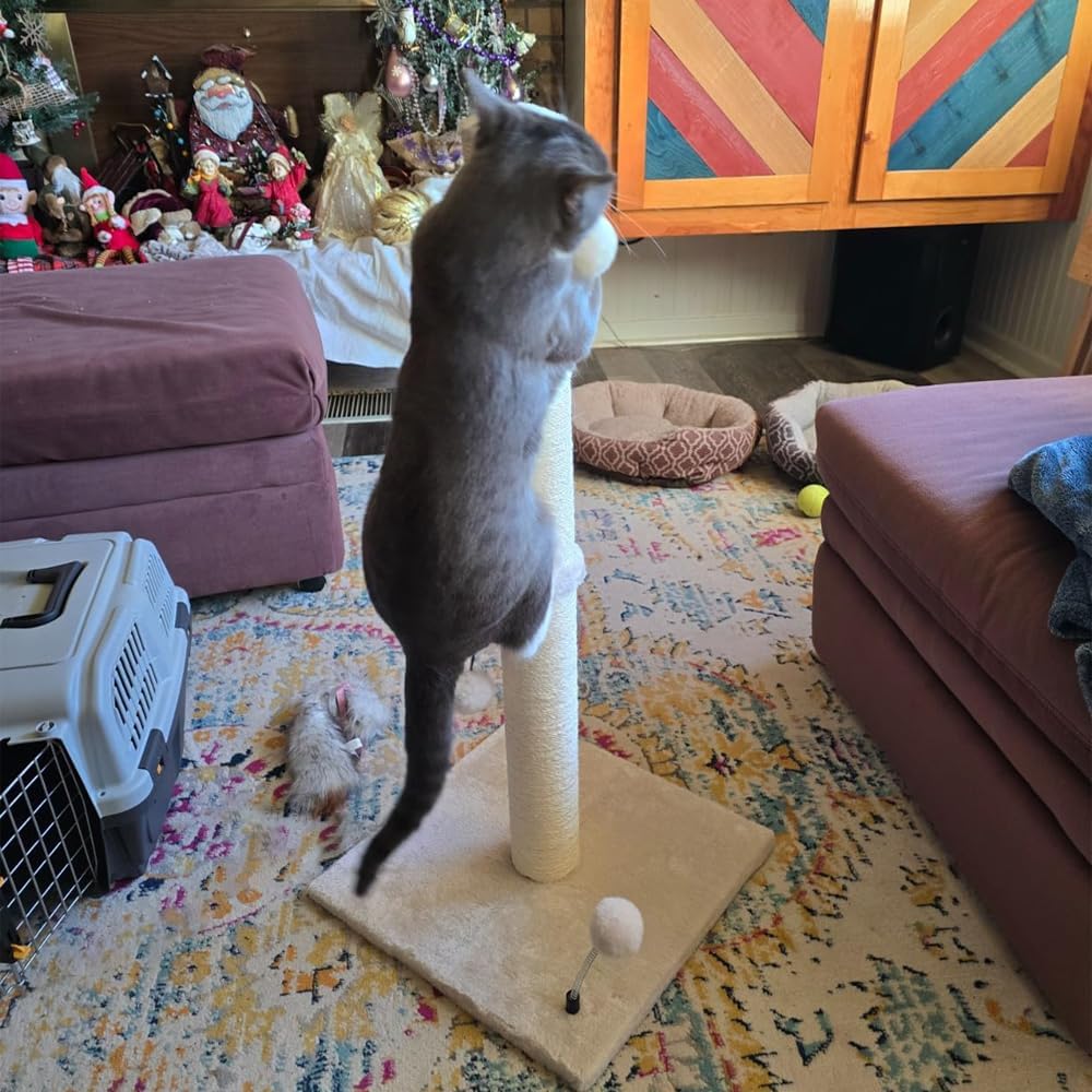 Thumbnail 3 de 52cm beige cat scratching post tower