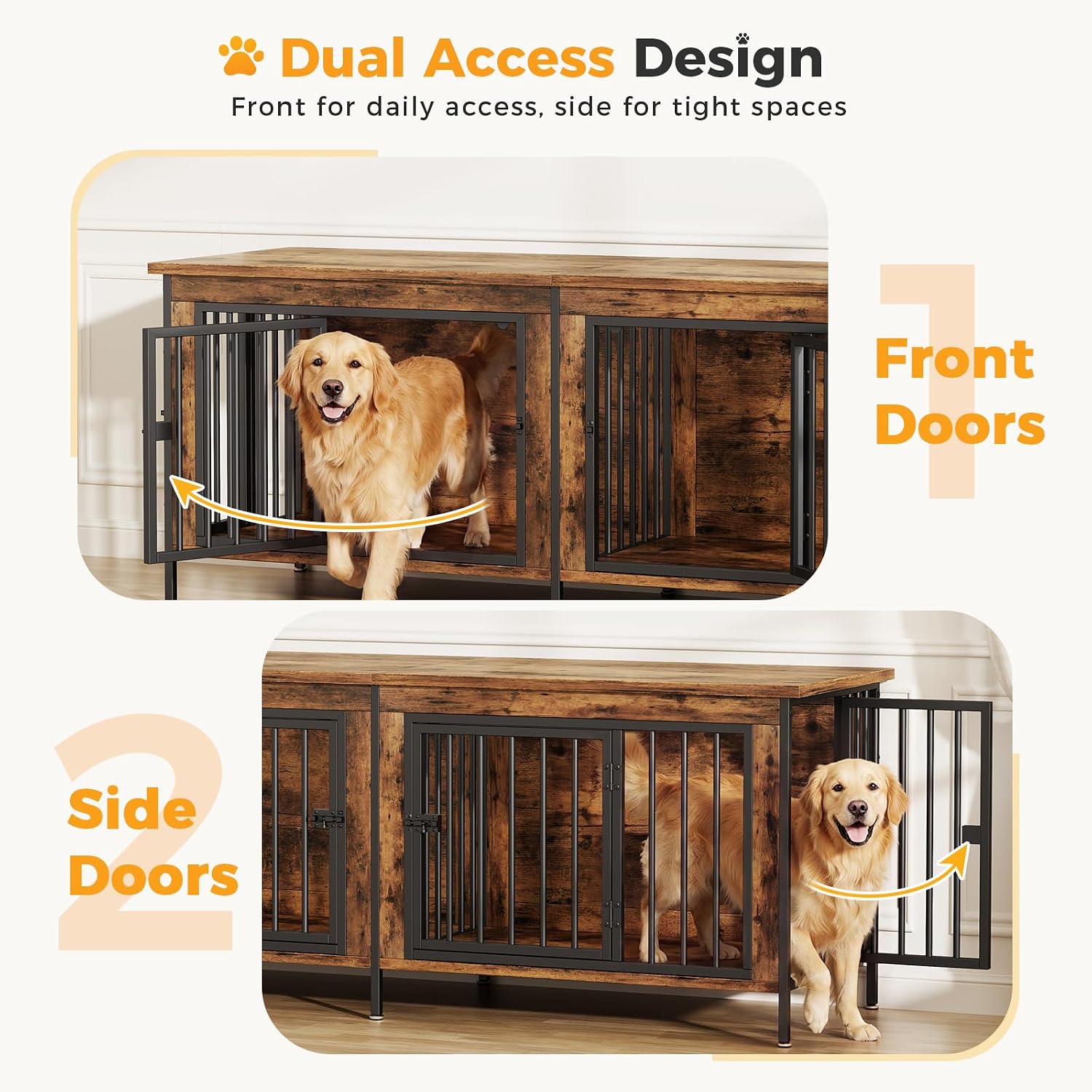 Detalle 2 de NEWBULIG Double Dog Crate Furniture, 63-inch