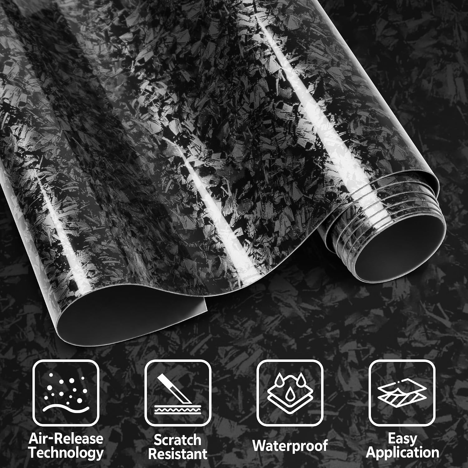 Detalle de Foneso Forged Carbon Folie (Silber) – 150 x 30 cm Carbon-Vinyl für Auto-Schutz & DIY-Wrap