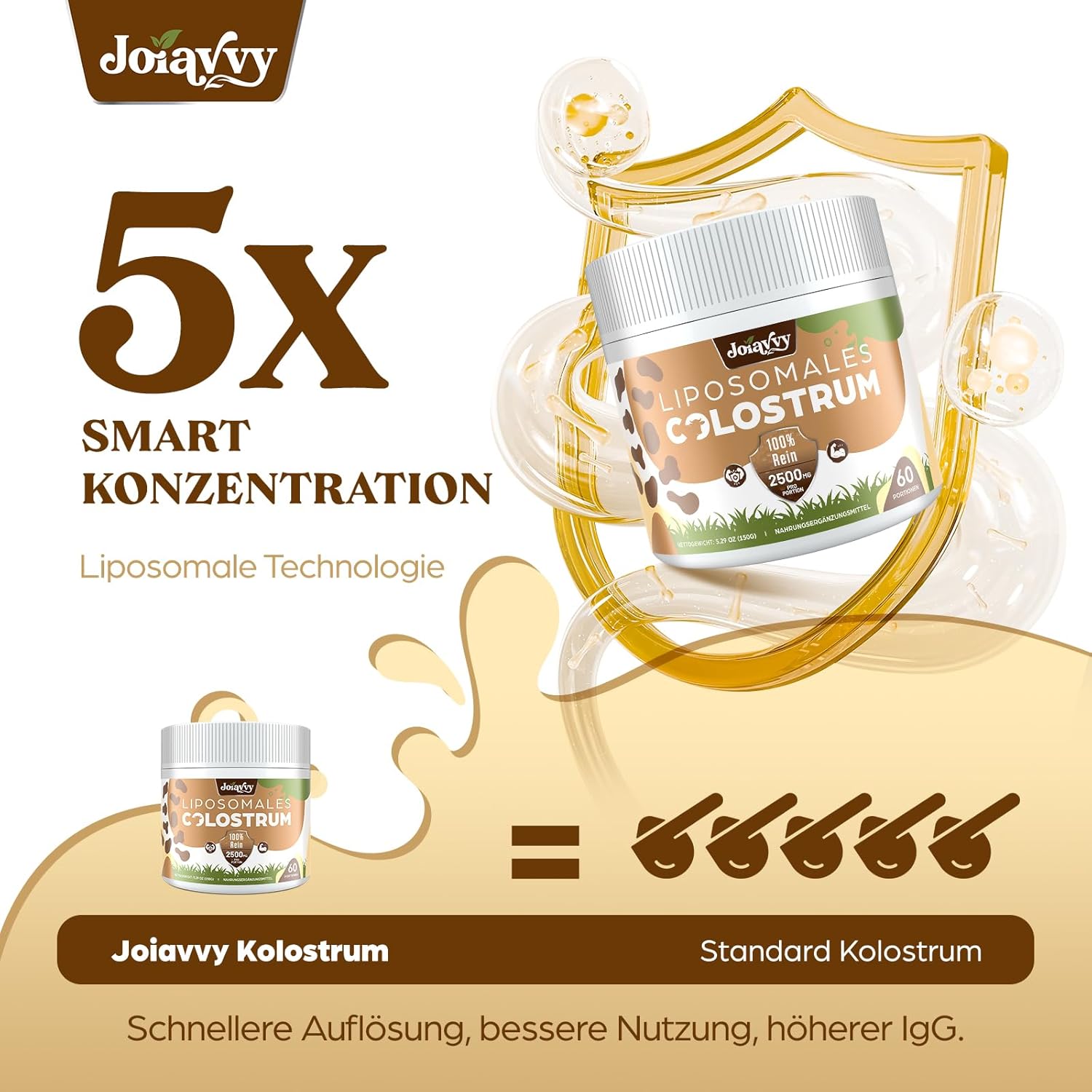 Thumbnail 3 de Liposomales Colostrum Pulver 2.500 mg – 60% IgG hohes Kolostrum aus grass-fed Rindern (lixoamale Phosphatidylcholin-Technologie)