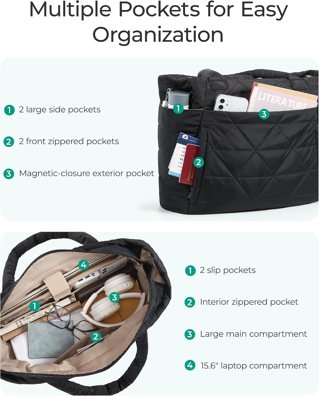 Thumbnail 3 de BAGSMART Puffer Tote Bag for Women