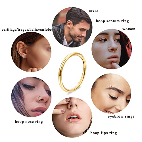 Detalle de Dochais 4er-Set Nasenpiercing Ringe aus Chirurgenstahl – 18G, Septum & Tragus