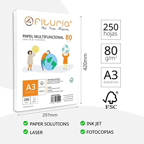 Thumbnail 1 de Ofituria Paquete folios A3 250 hojas 80 g/m² 📄