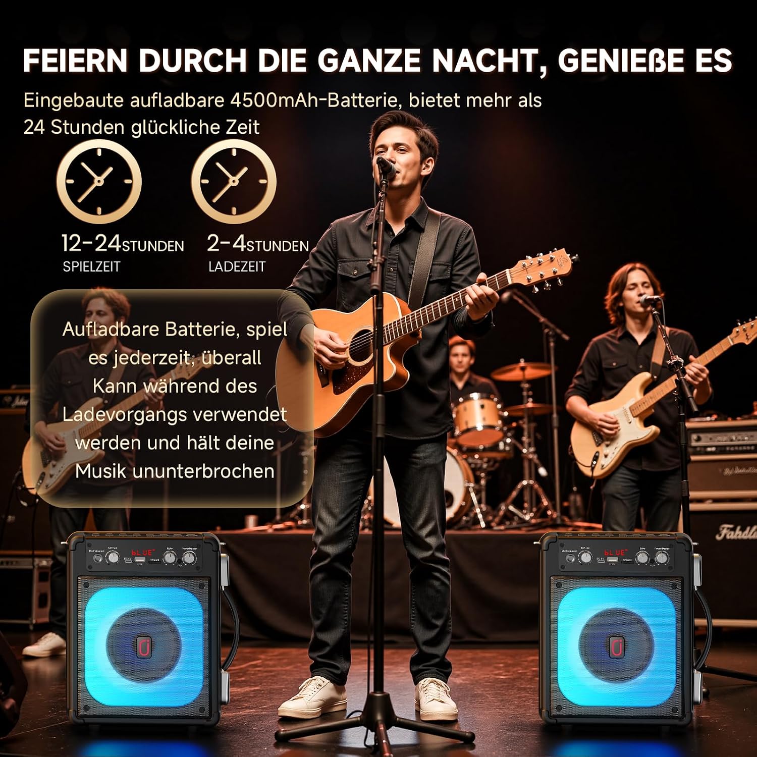 Detalle de HWWR Karaoke Maschine TX06 – All-in-One Karaoke Anlage mit 2 Mikrofonen, 5,25 Zoll Tieftöner und TV-Anbindung