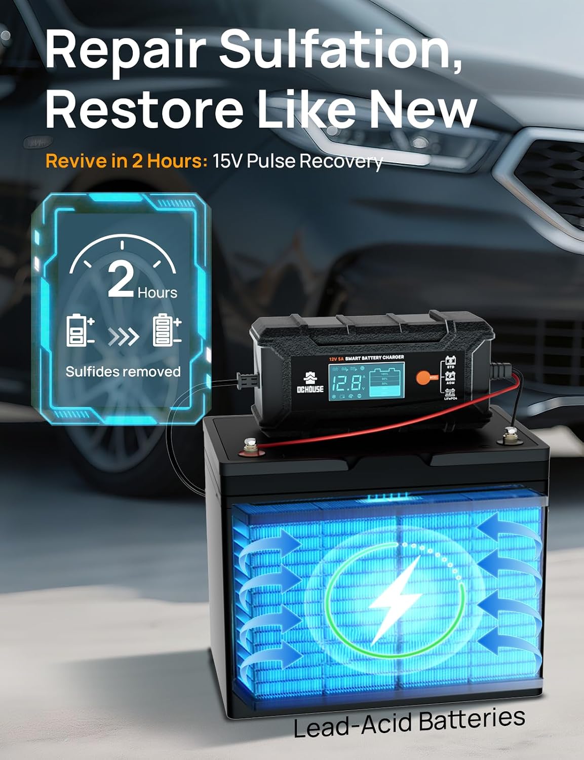 Detalle 2 de DCHOUSE chargeur batterie 12V 5 A