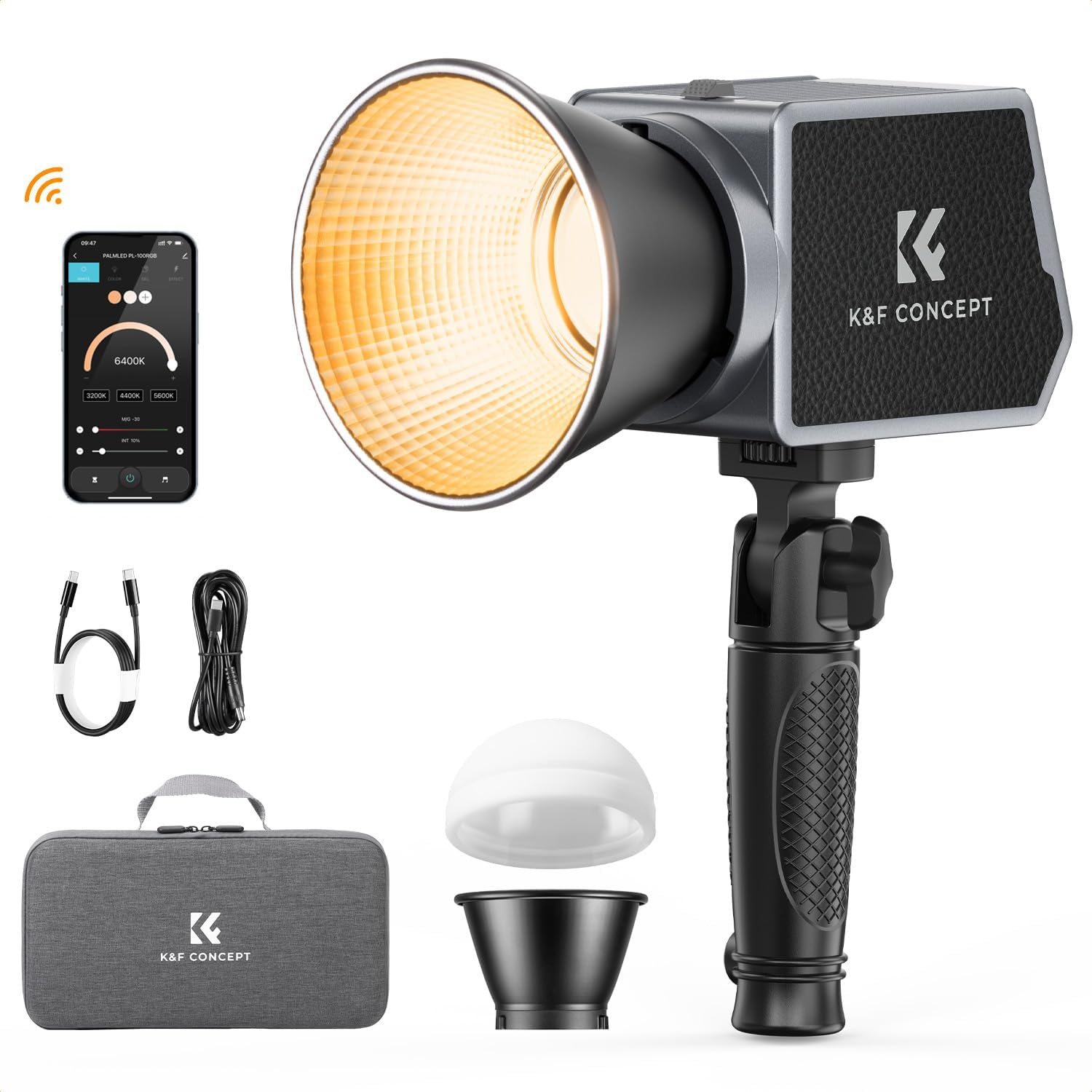 Detalle de K&F CONCEPT 60W COB Video Light with Built-in 4500mAh Battery