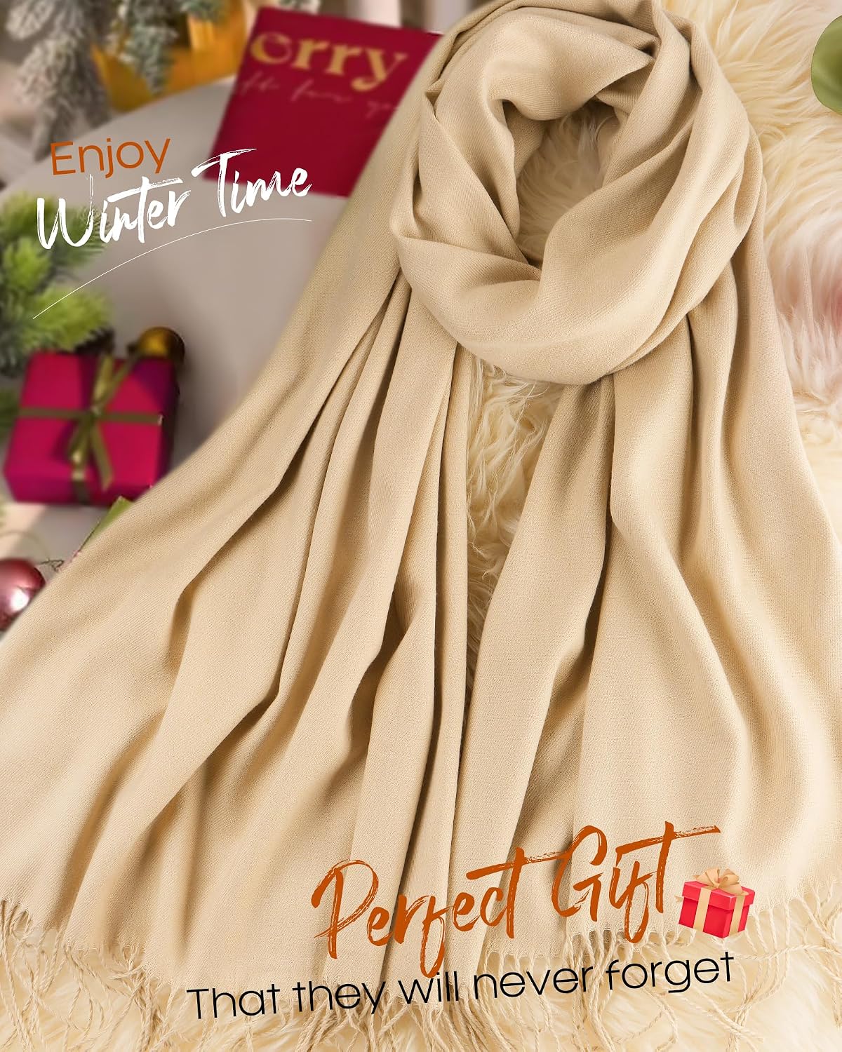 Detalle 1 de FURTALK Women's Soft Shawl Wrap Scarf, 70% Polyester/30% Viscose, 76" x 27