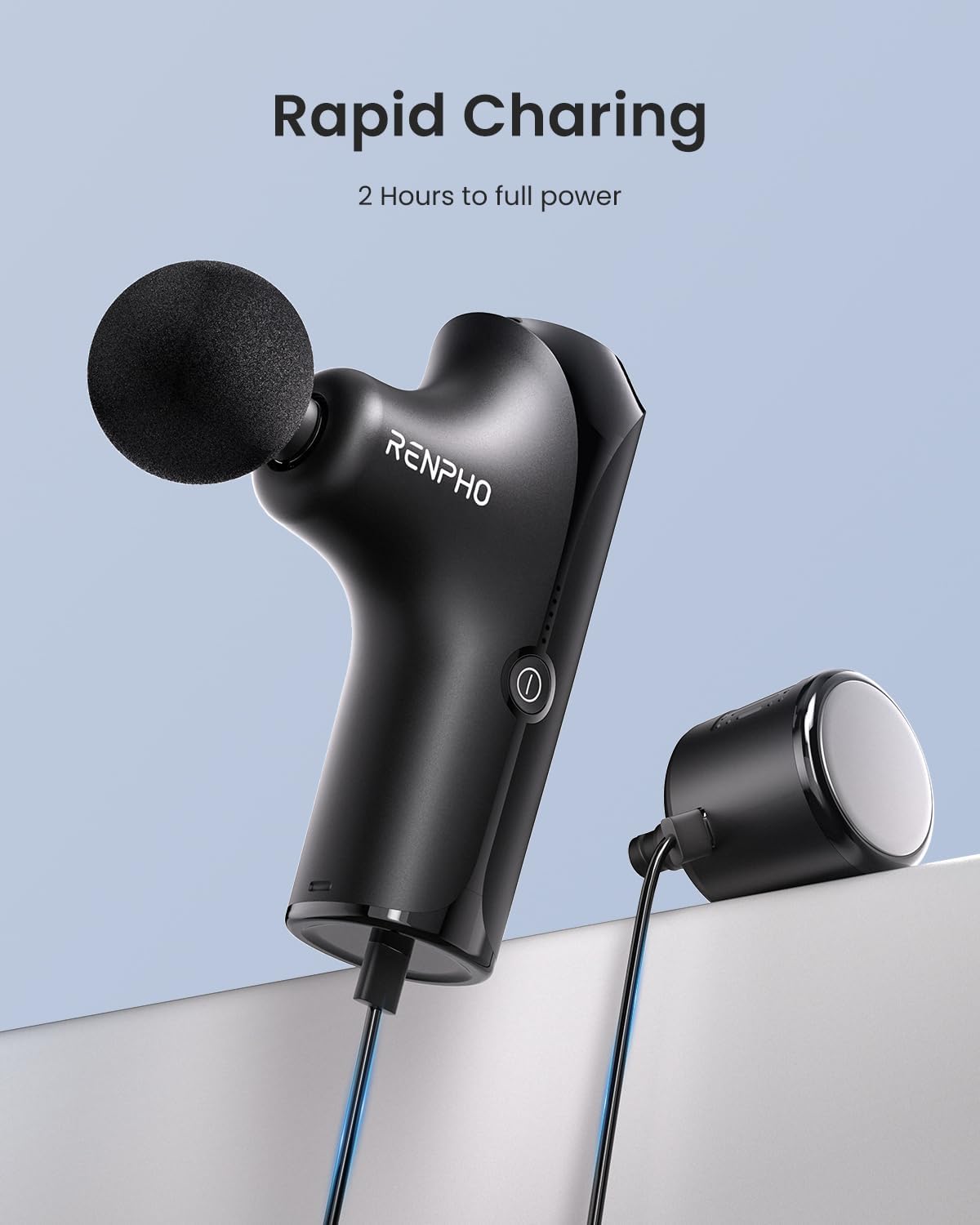 Detalle 1 de RENPHO Mini Thermacool Massage Gun with Heat and Cold, 4 Heads, 5 Speeds