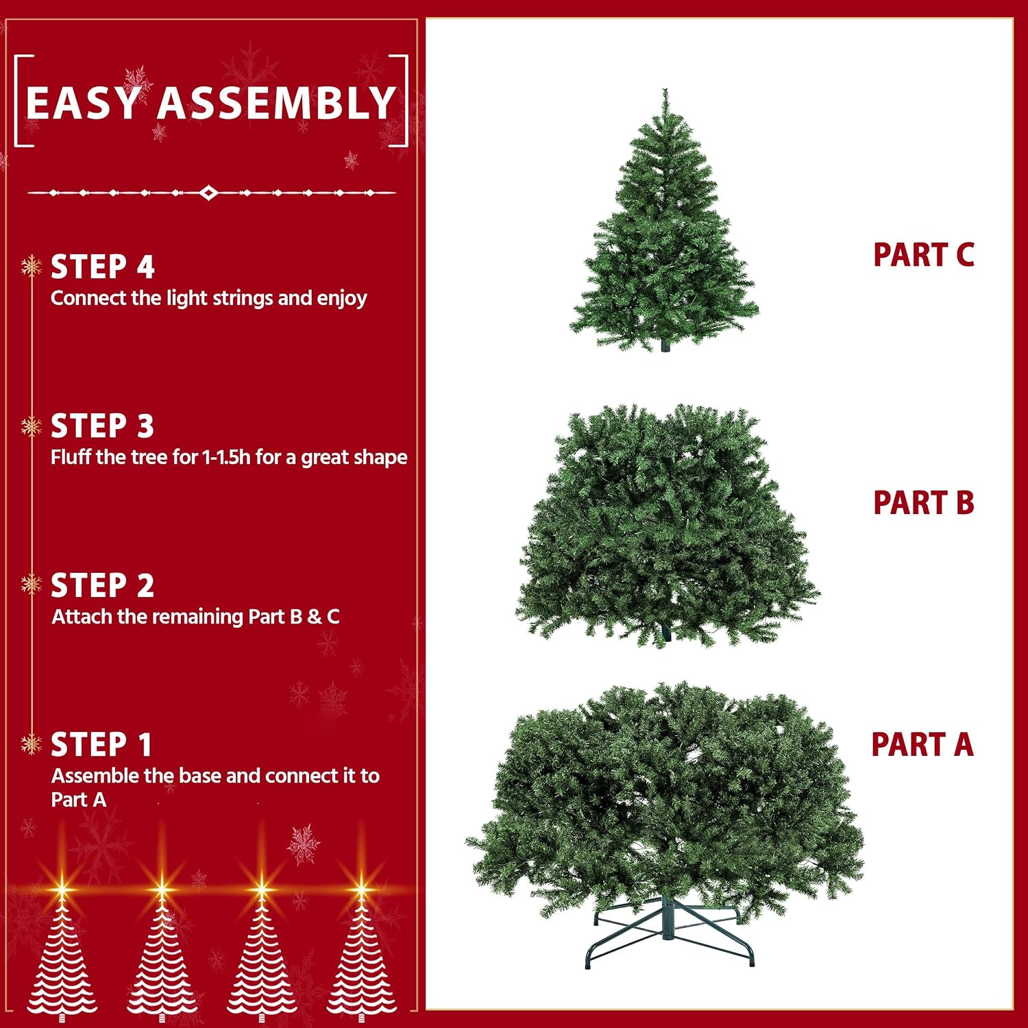 Detalle 1 de Yaheetech HWOA-100/2FR(0.2A) 6-ft Pre-Lit Spruce Christmas Tree
