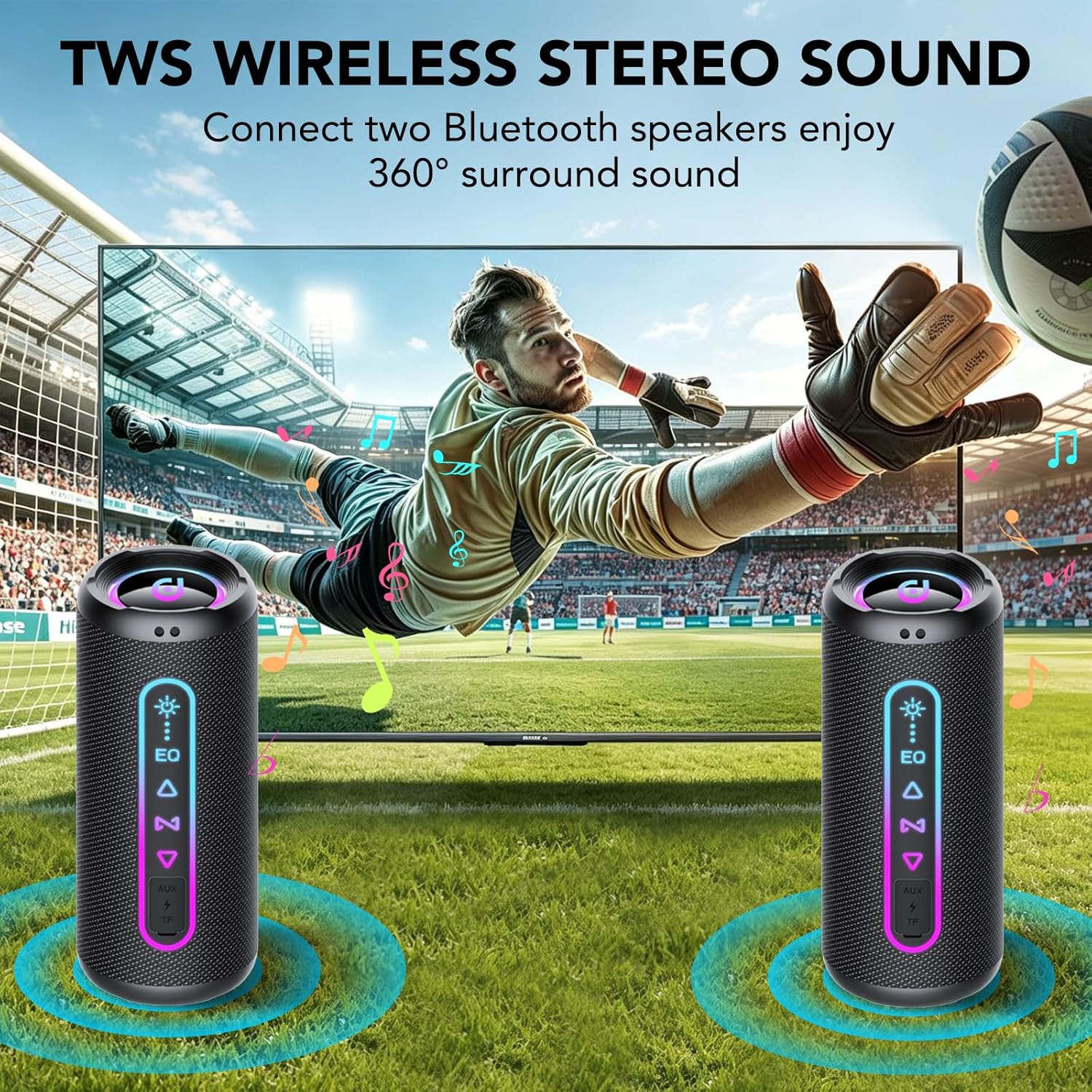 Detalle de Enceinte Bluetooth 5.4 25W – Puissante, étanche IPX7 et éclairage RGB