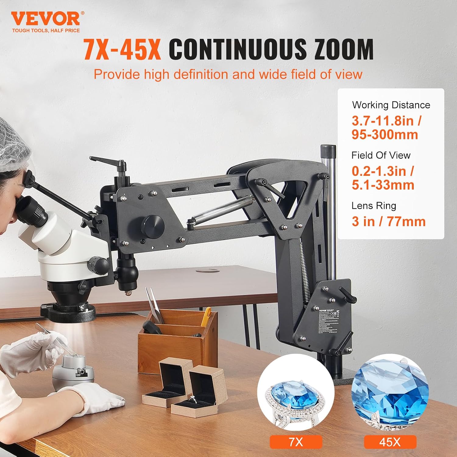 Detalle 2 de VEVOR Microscopio 7X-45X per gioielli 🔬