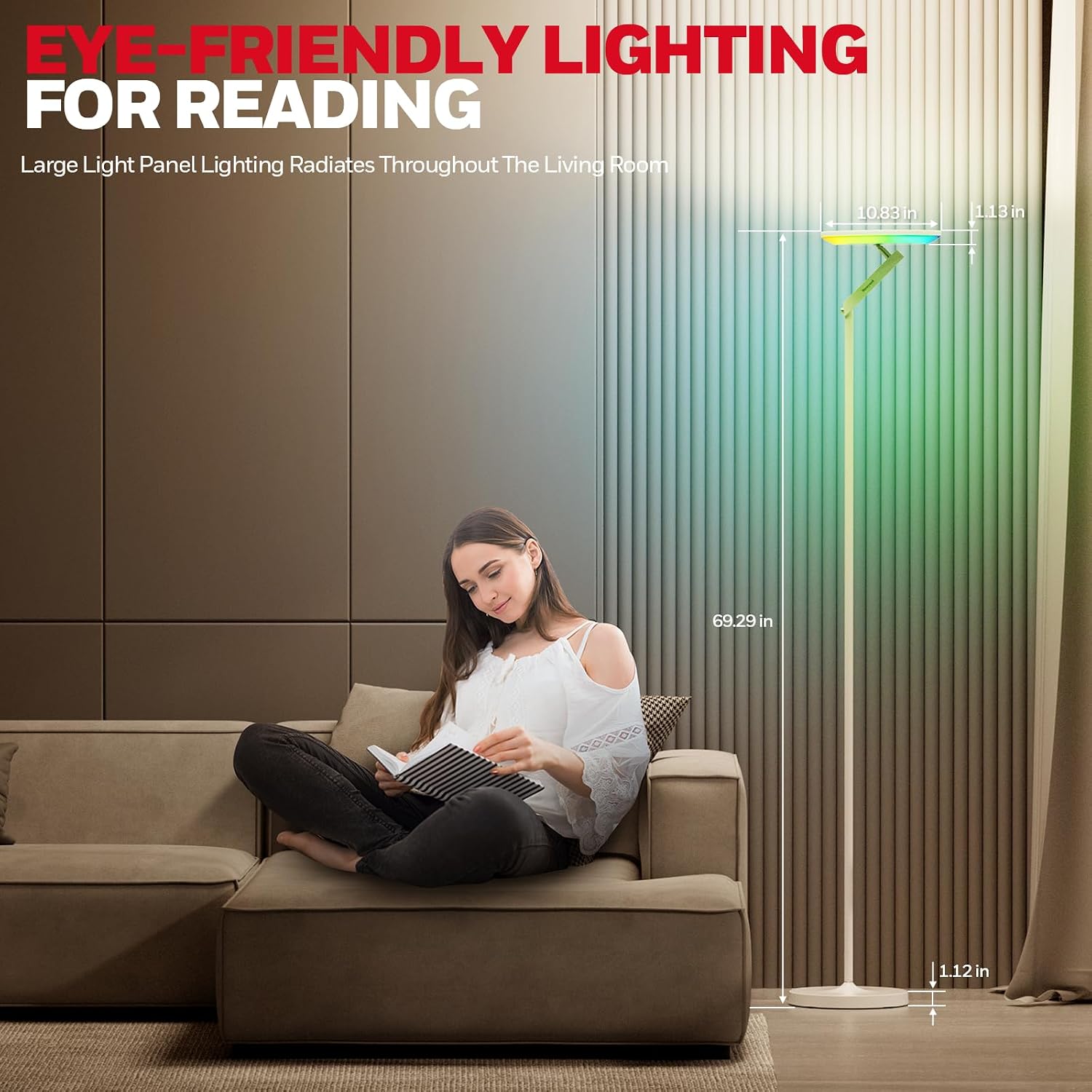 Detalle de Honeywell Lampada da terra LED F2 Sunturalux™ Torchiere con telecomando e 7 livelli dimmerabili