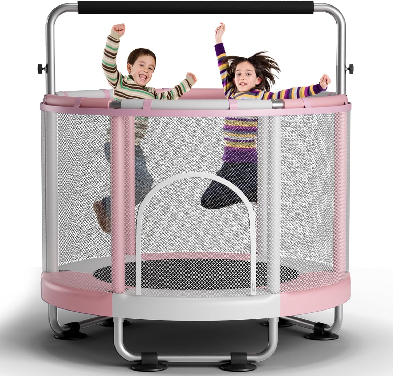 Thumbnail 6 de ZCMHAXJ 55-Inch Kids Trampoline with Enclosure, 440-lb Capacity, Adjustable Gymnastics Bar & Toys
