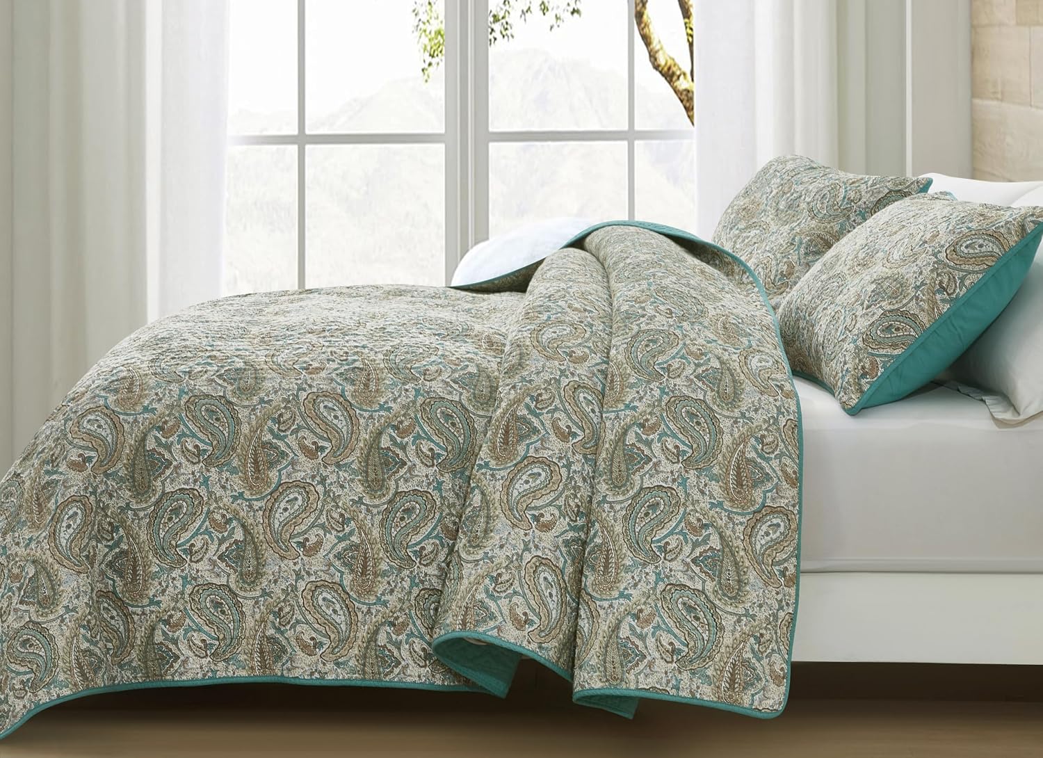 Detalle de Chezmoi Collection Cotton Quilt Set, Twin Size
