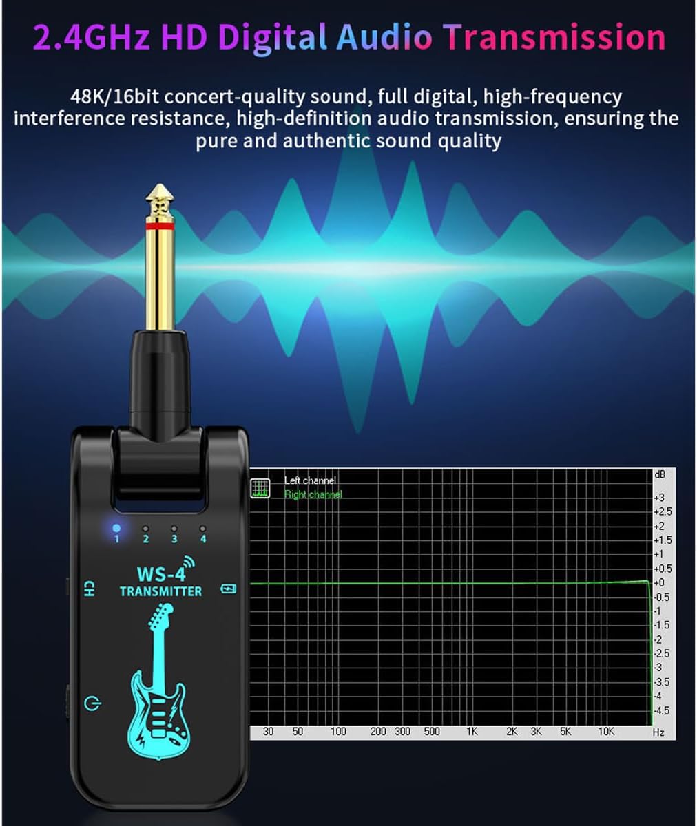 Detalle de Tiandirenhe WS-4 Wireless Guitar System, 2.4 GHz, 8 Channels, 48K/16-bit