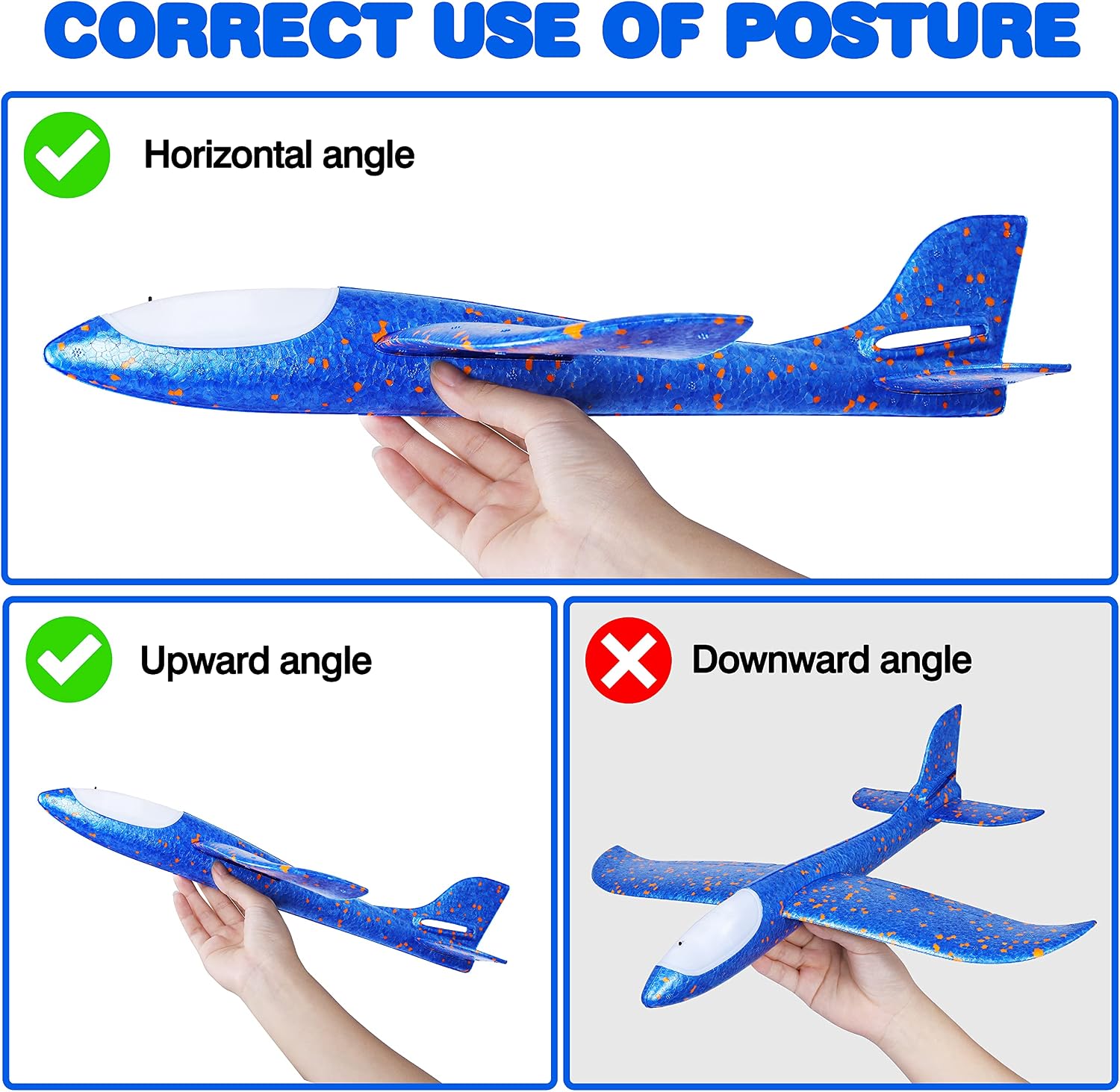 Detalle 1 de CUKU 4-Pack LED Light Airplane Toys, 17.5-Inch Foam Gliders with Two Flight Modes