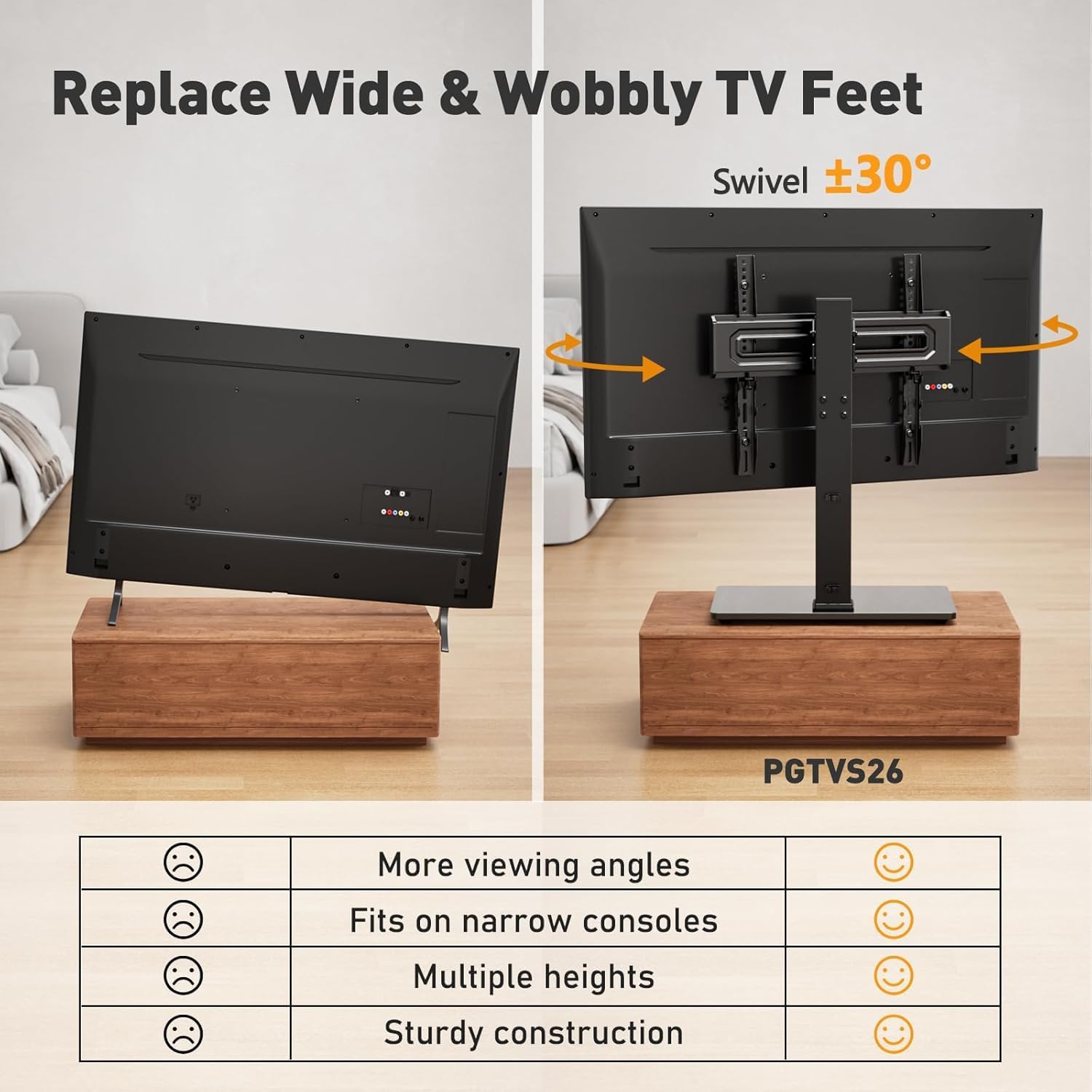Thumbnail 2 de Perlegear PGTVS26 Swivel TV Stand 88 lbs